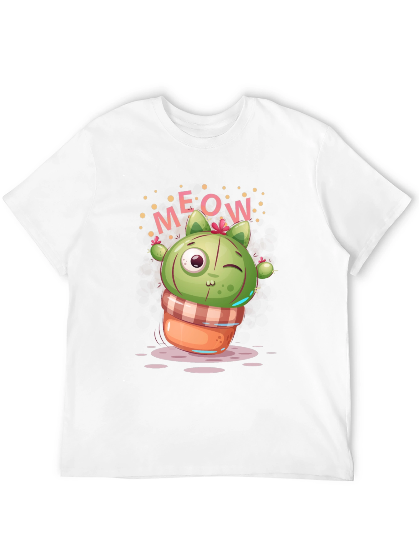 Meow Cactus Graphic Tee - Quirky Cat Lover T-Shirt