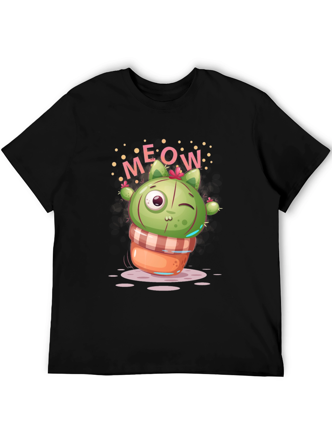 Meow Cactus Graphic Tee - Quirky Cat Lover T-Shirt