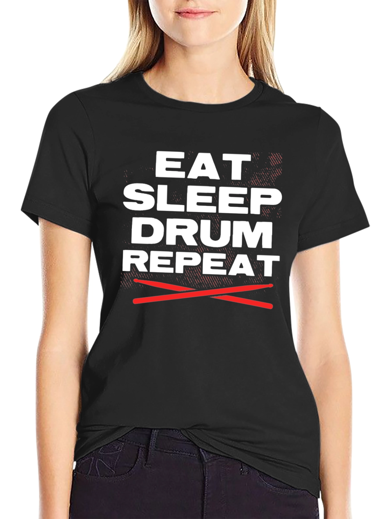 Eat Sleep Drum Repeat Graphic Tee - Musician T-Shirt