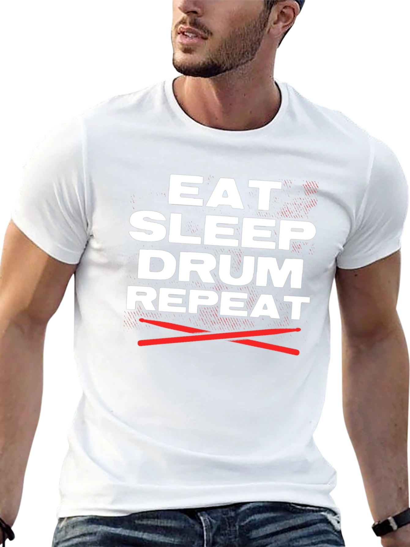 Eat Sleep Drum Repeat Graphic Tee - Musician T-Shirt