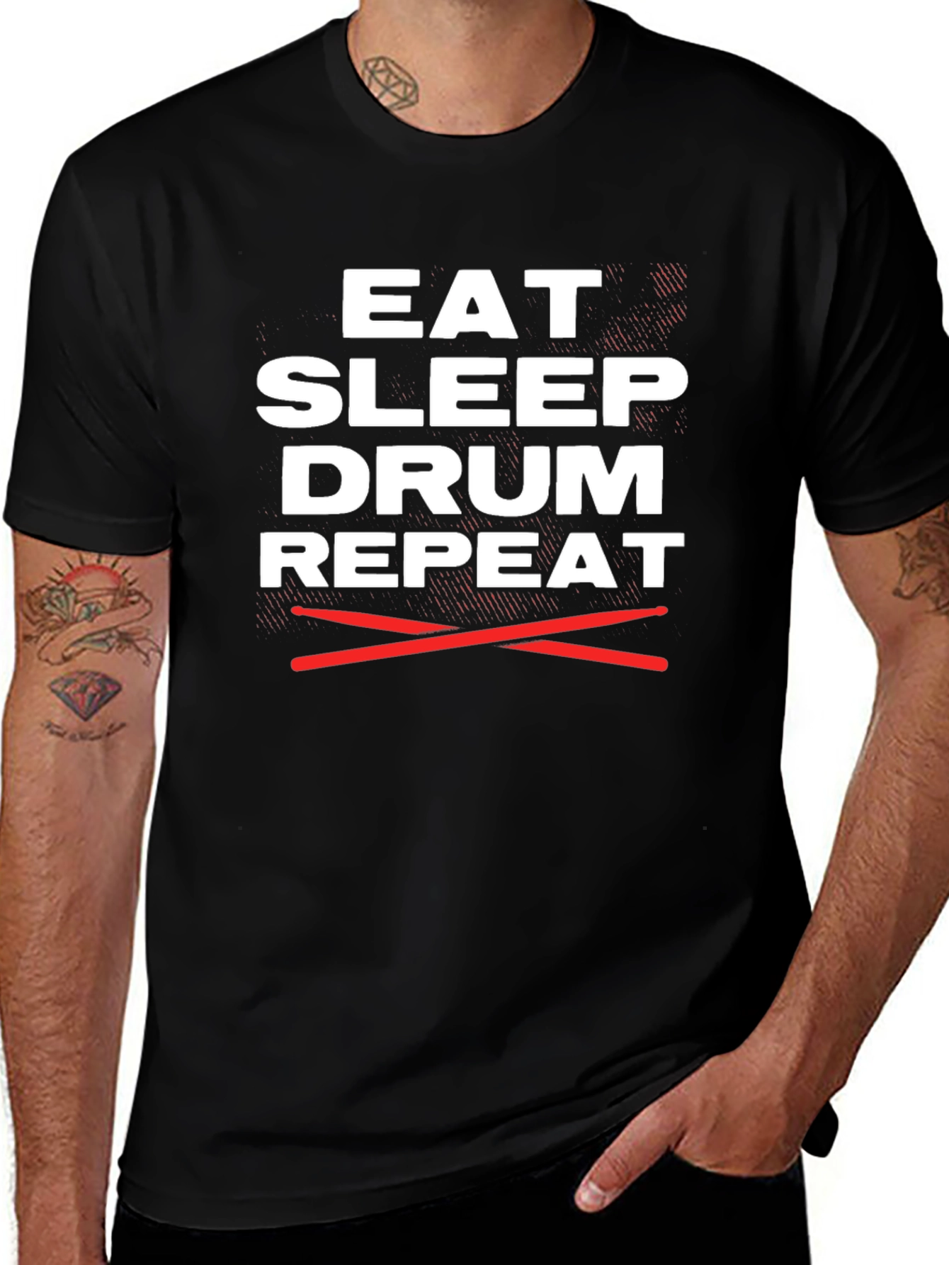 Eat Sleep Drum Repeat Graphic Tee - Musician T-Shirt