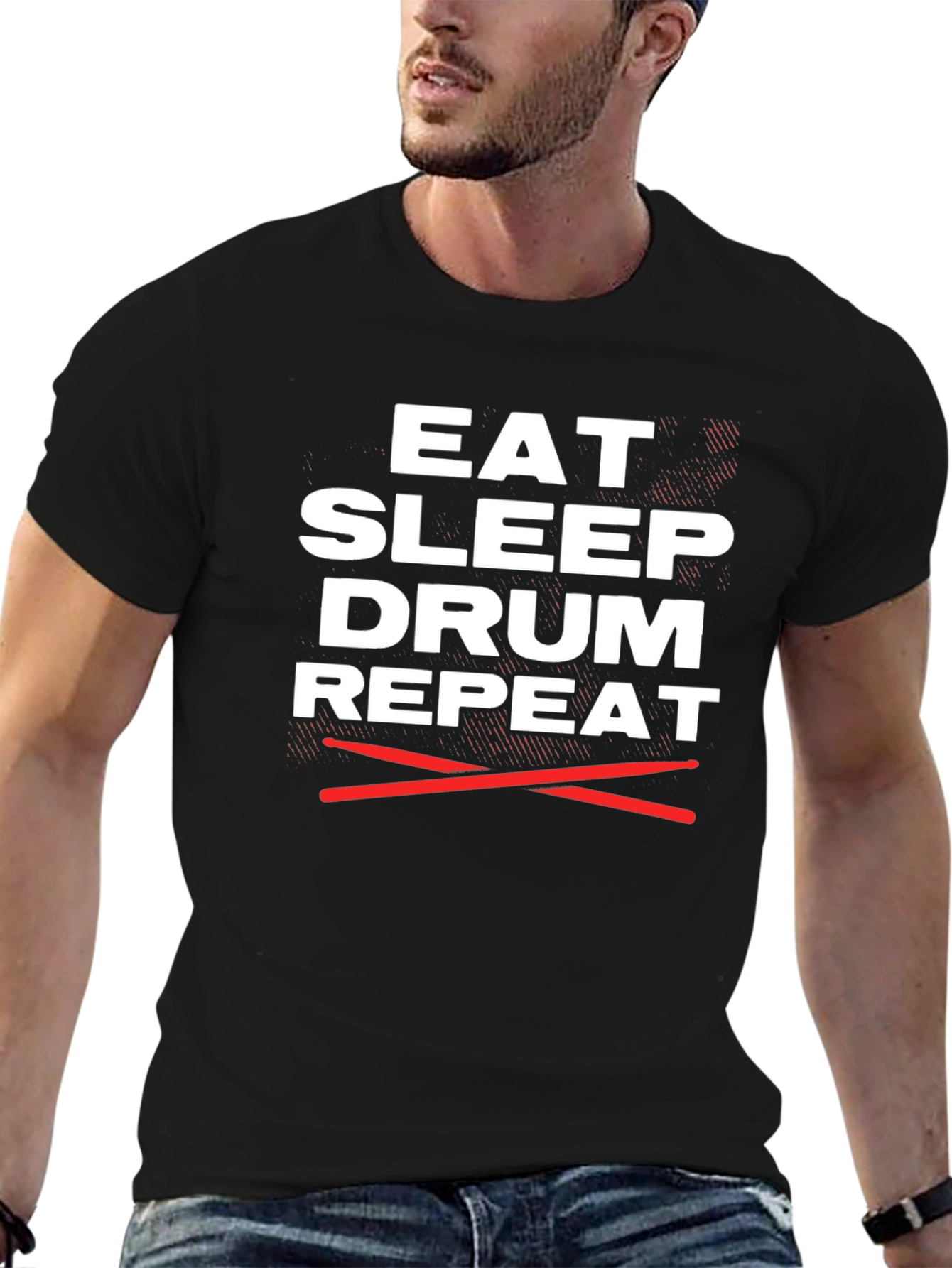 Eat Sleep Drum Repeat Graphic Tee - Musician T-Shirt