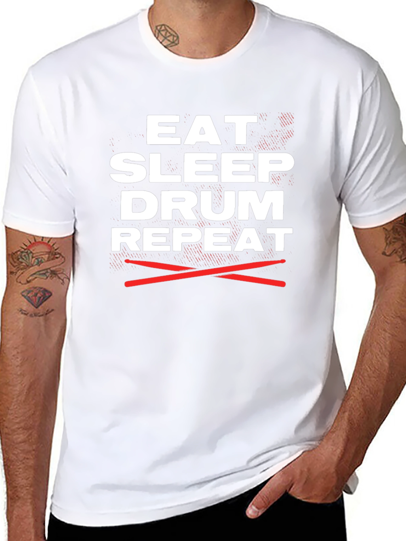 Eat Sleep Drum Repeat Graphic Tee - Musician T-Shirt