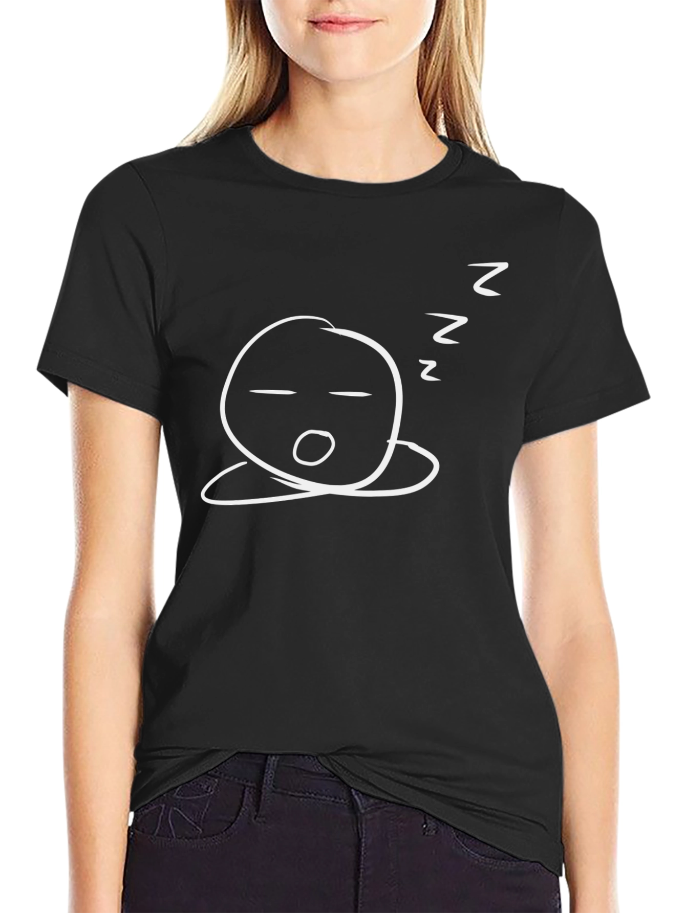 Sleepy Doodle Graphic Tee - Black Cotton Comfort