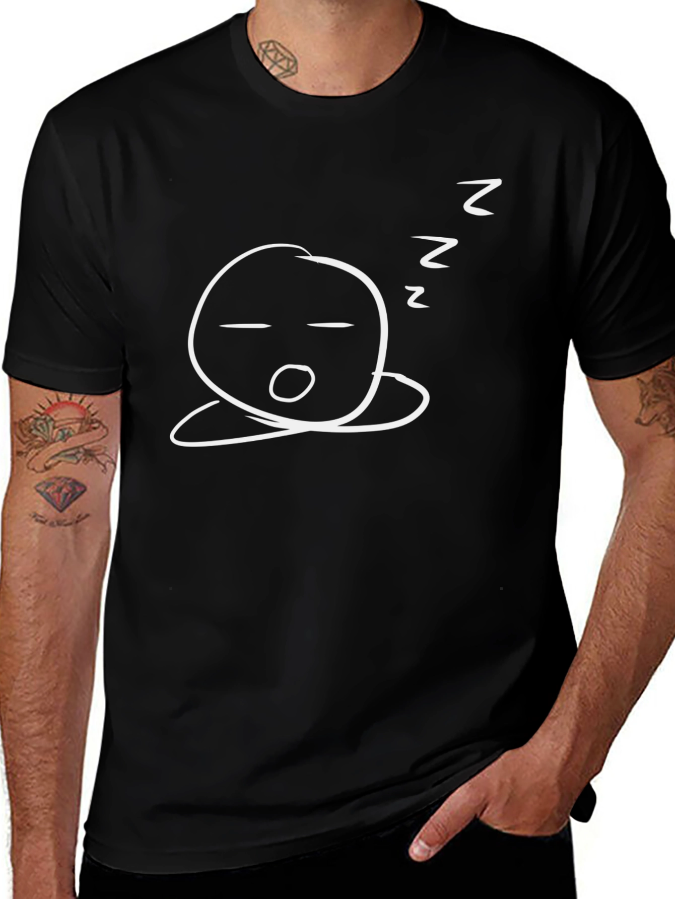 Sleepy Doodle Graphic Tee - Black Cotton Comfort
