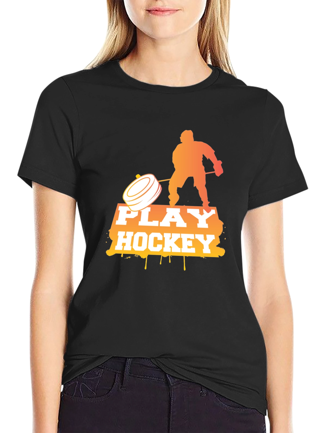 Play Hockey Graphic Tee - Cool Black T-Shirt