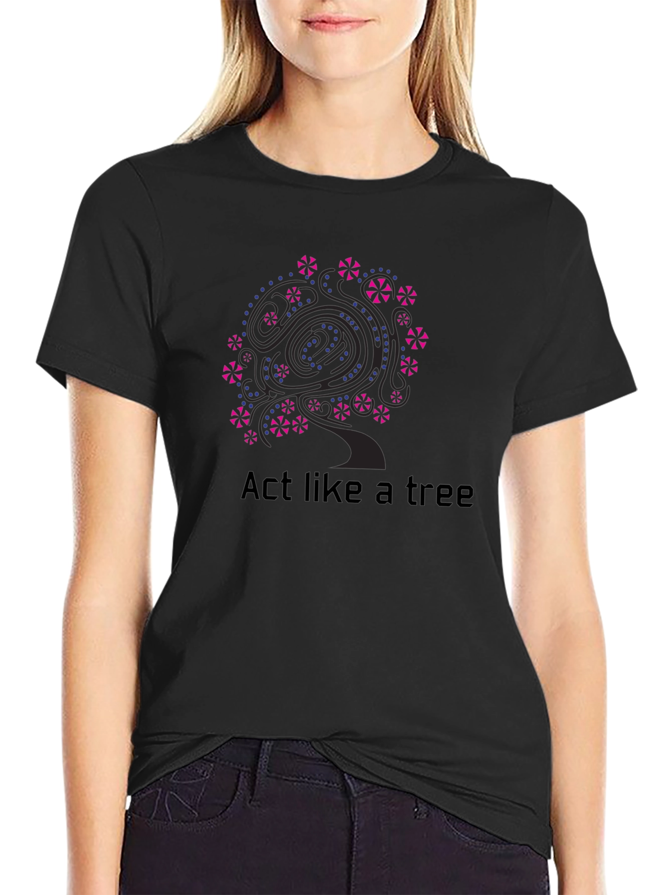 Act Like A Tree Graphic T-Shirt - Black