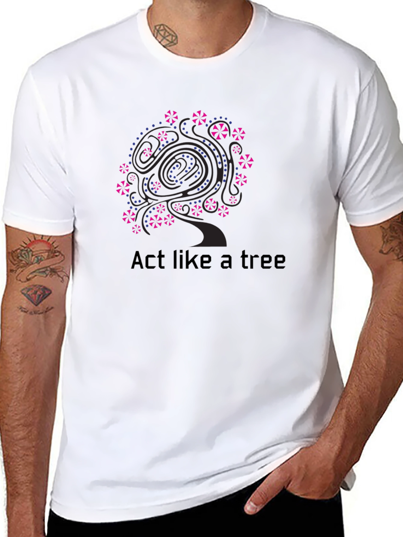 Act Like A Tree Graphic T-Shirt - Black