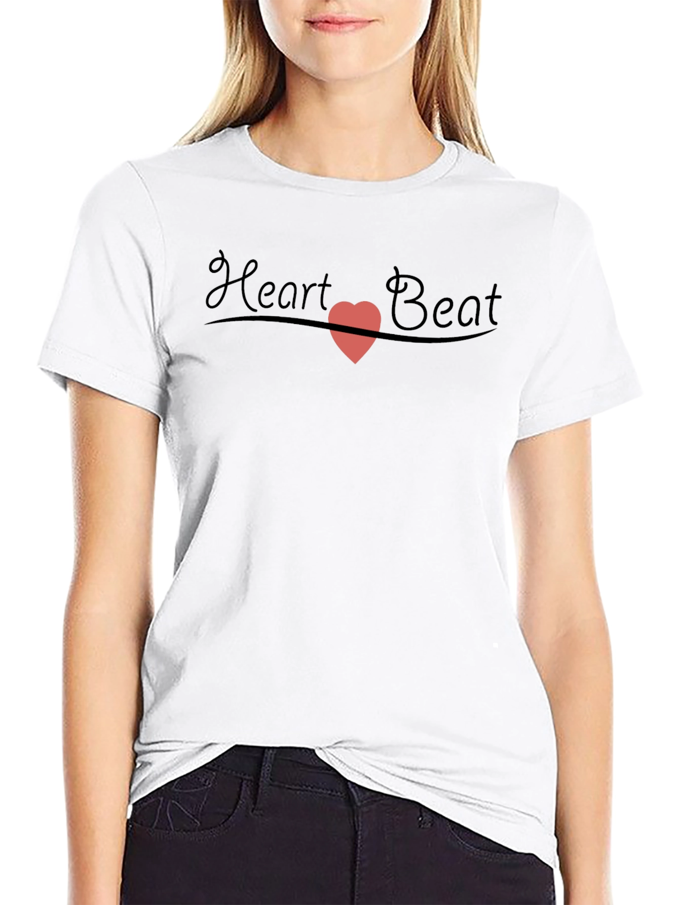 Heart Beat Graphic Tee - Soft Black Cotton