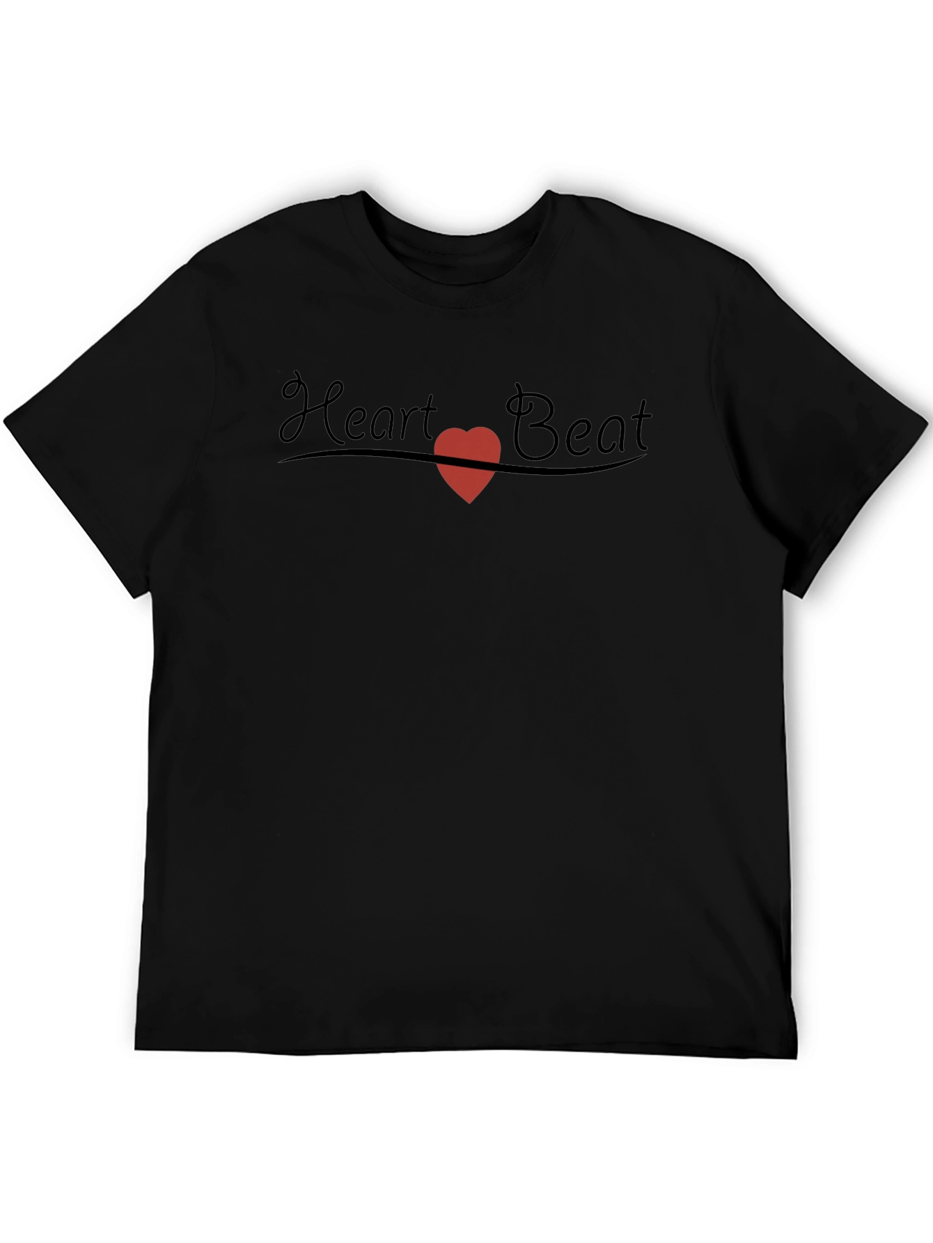 Heart Beat Graphic Tee - Soft Black Cotton