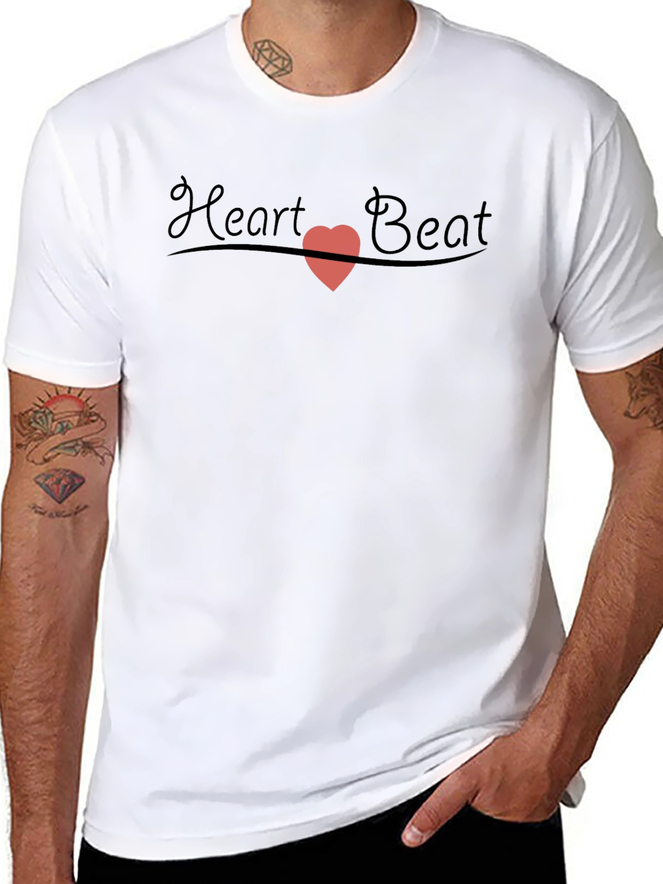 Heart Beat Graphic Tee - Soft Black Cotton