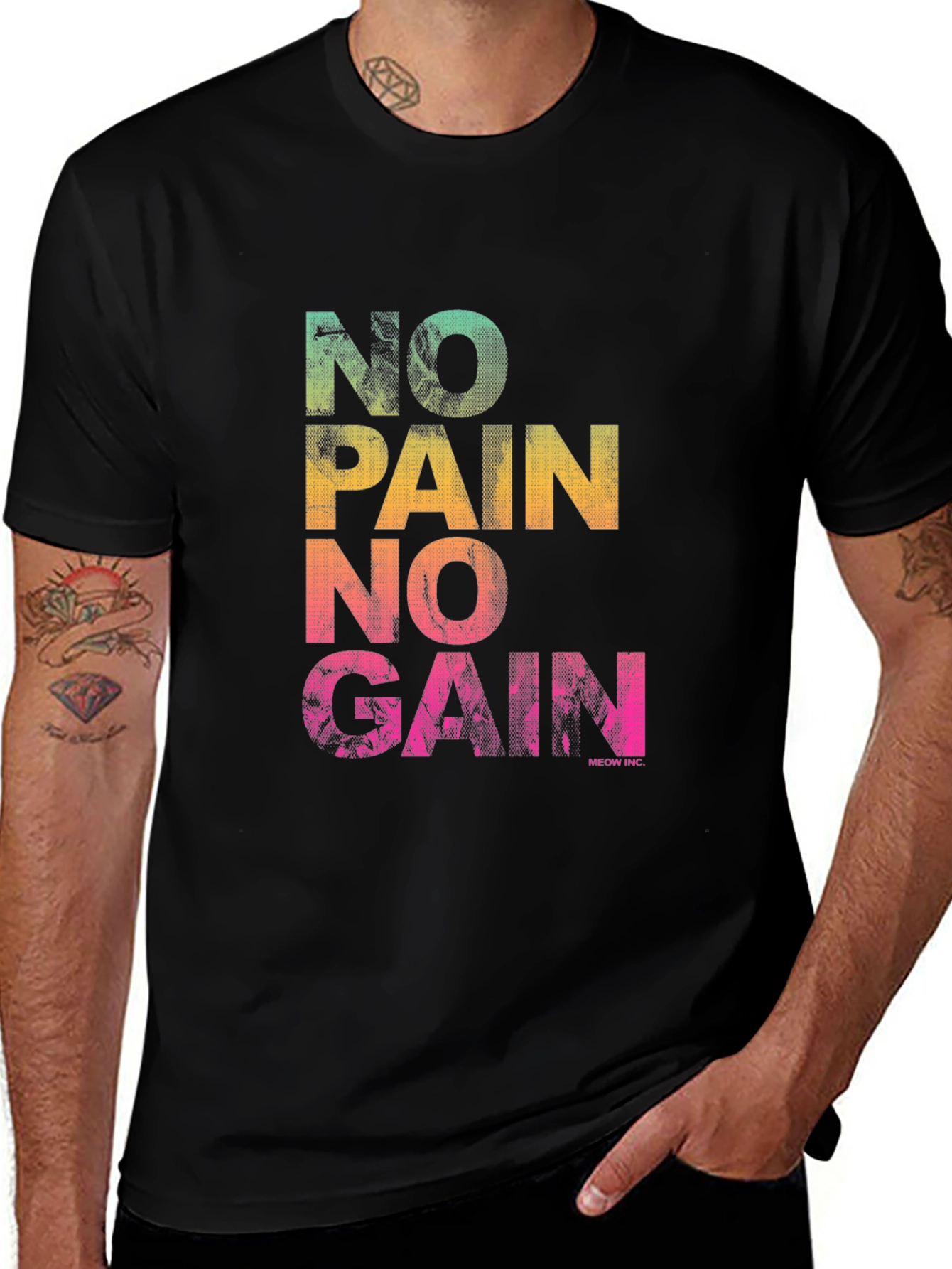 No Pain No Gain Graphic T-Shirt - Black