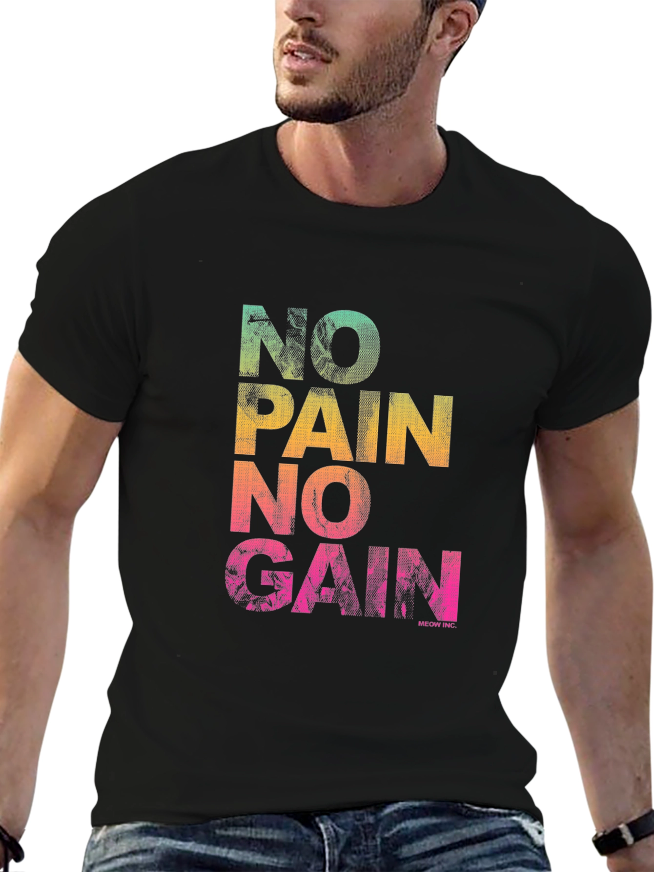 No Pain No Gain Graphic T-Shirt - Black