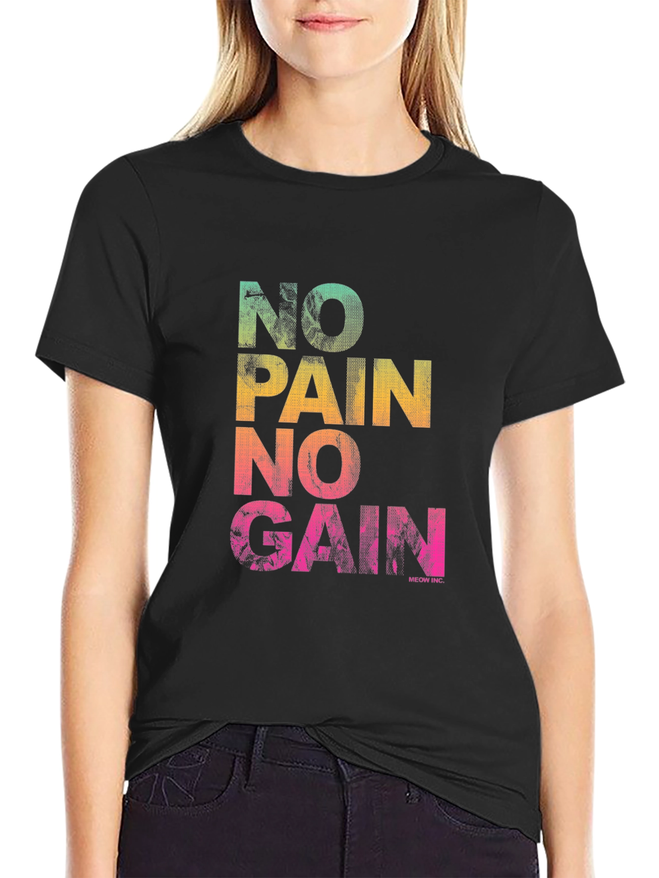 No Pain No Gain Graphic T-Shirt - Black