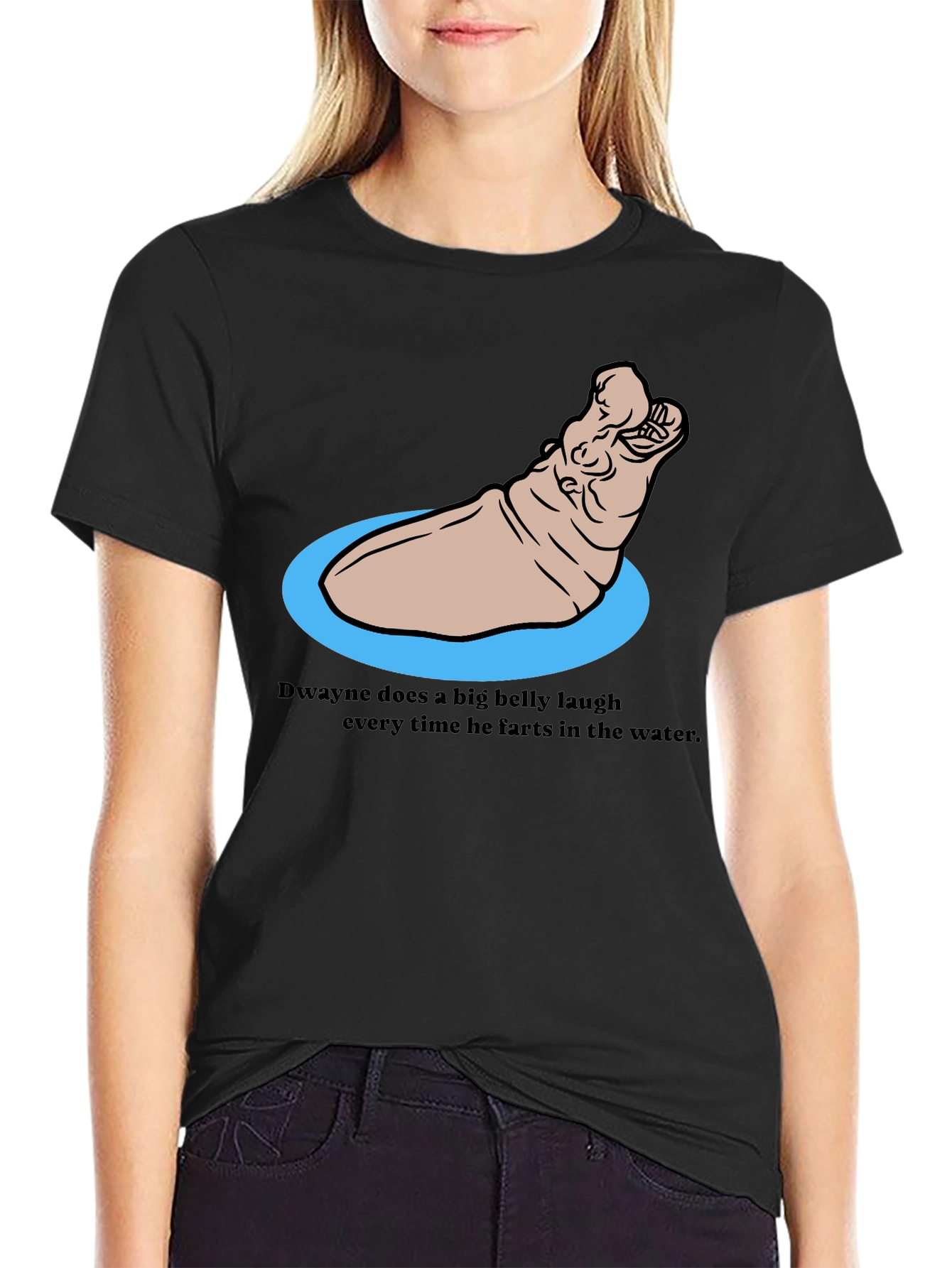 Funny Hippo T-Shirt - Dwaynes Underwater Laugh