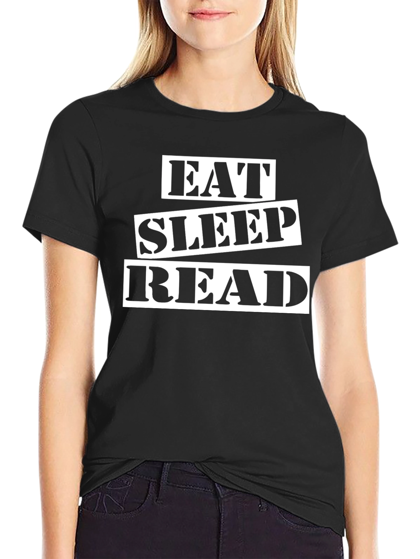 Eat Sleep Read Black Graphic Tee