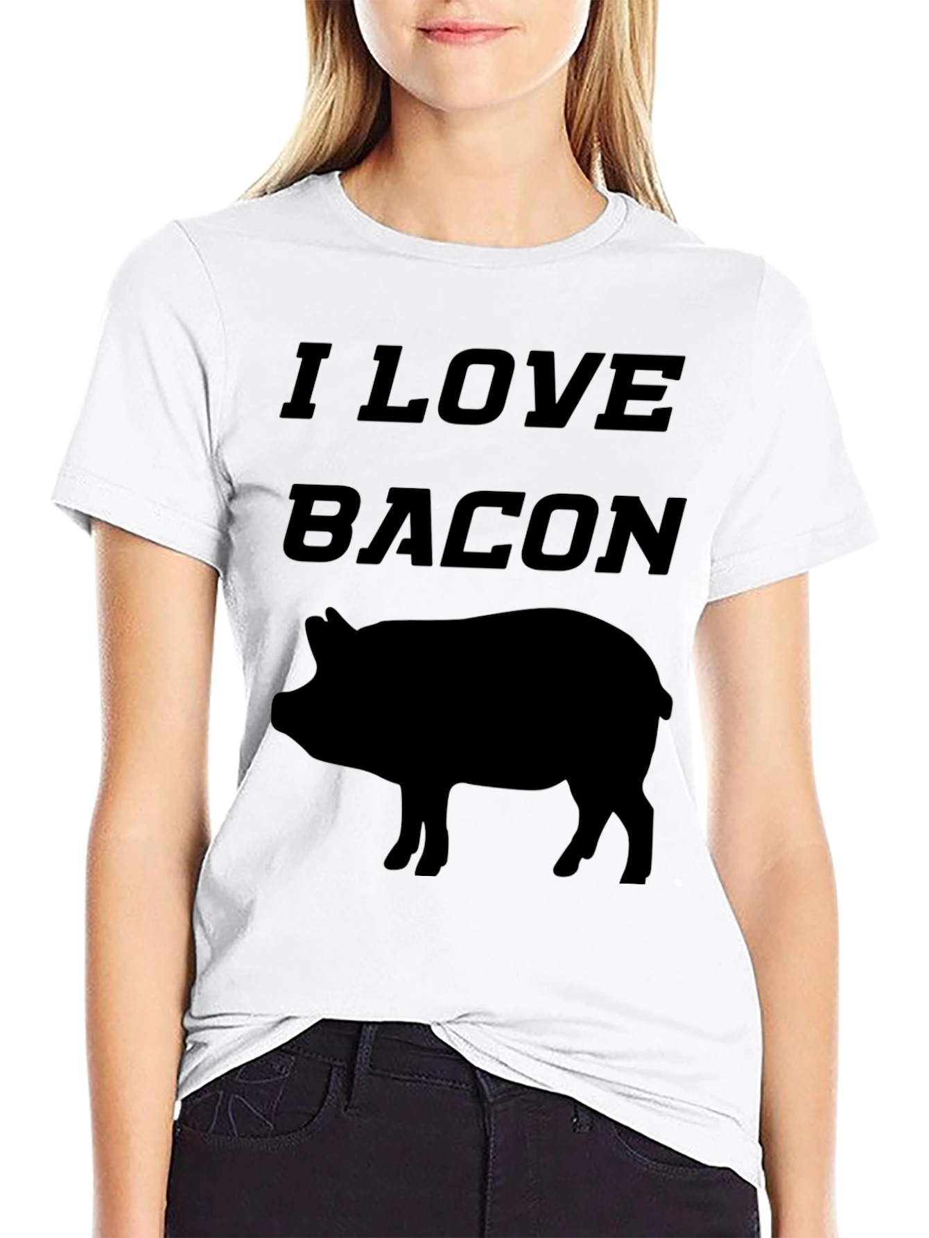 I Love Bacon Pig Graphic T-Shirt