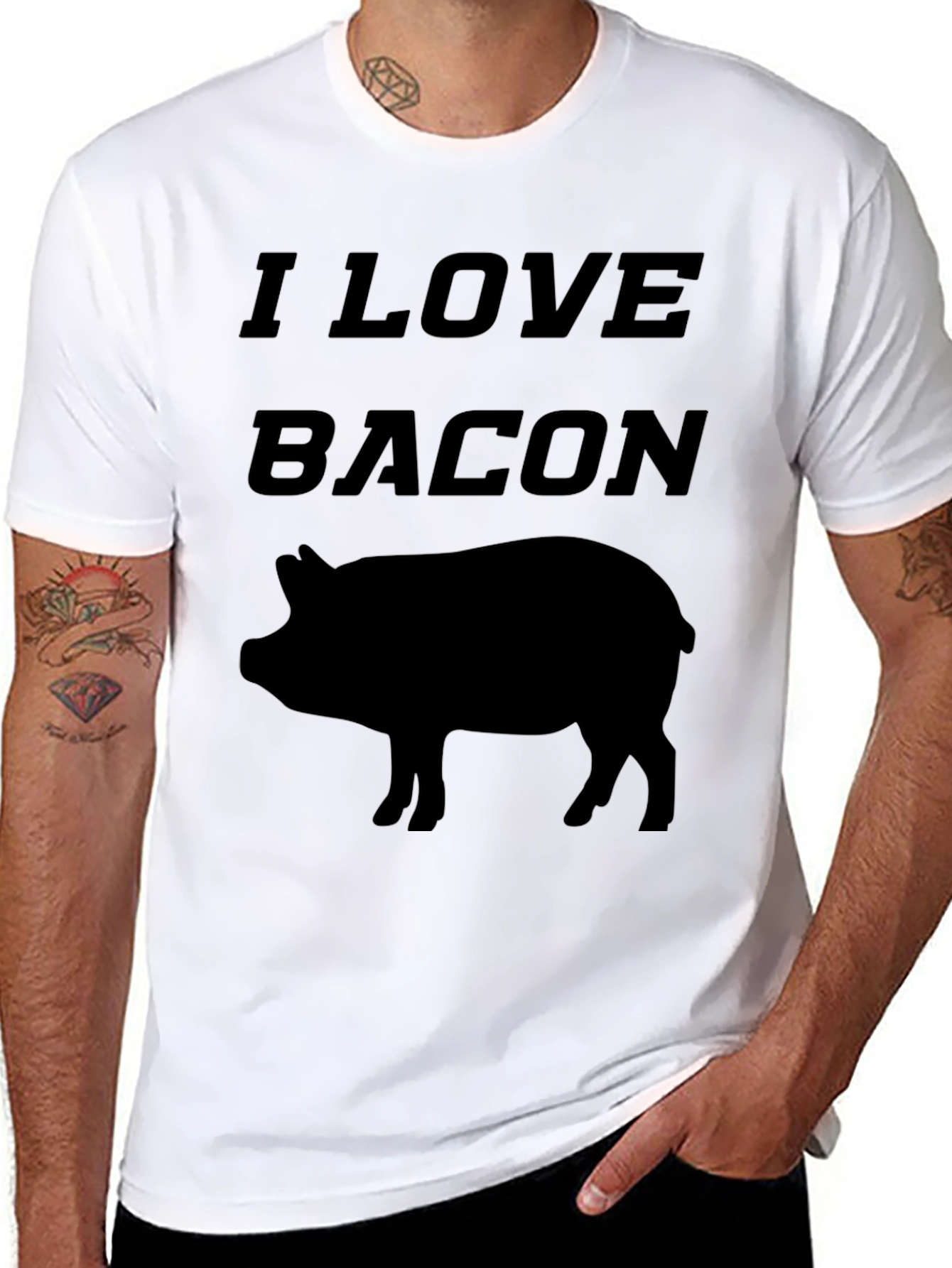 I Love Bacon Pig Graphic T-Shirt