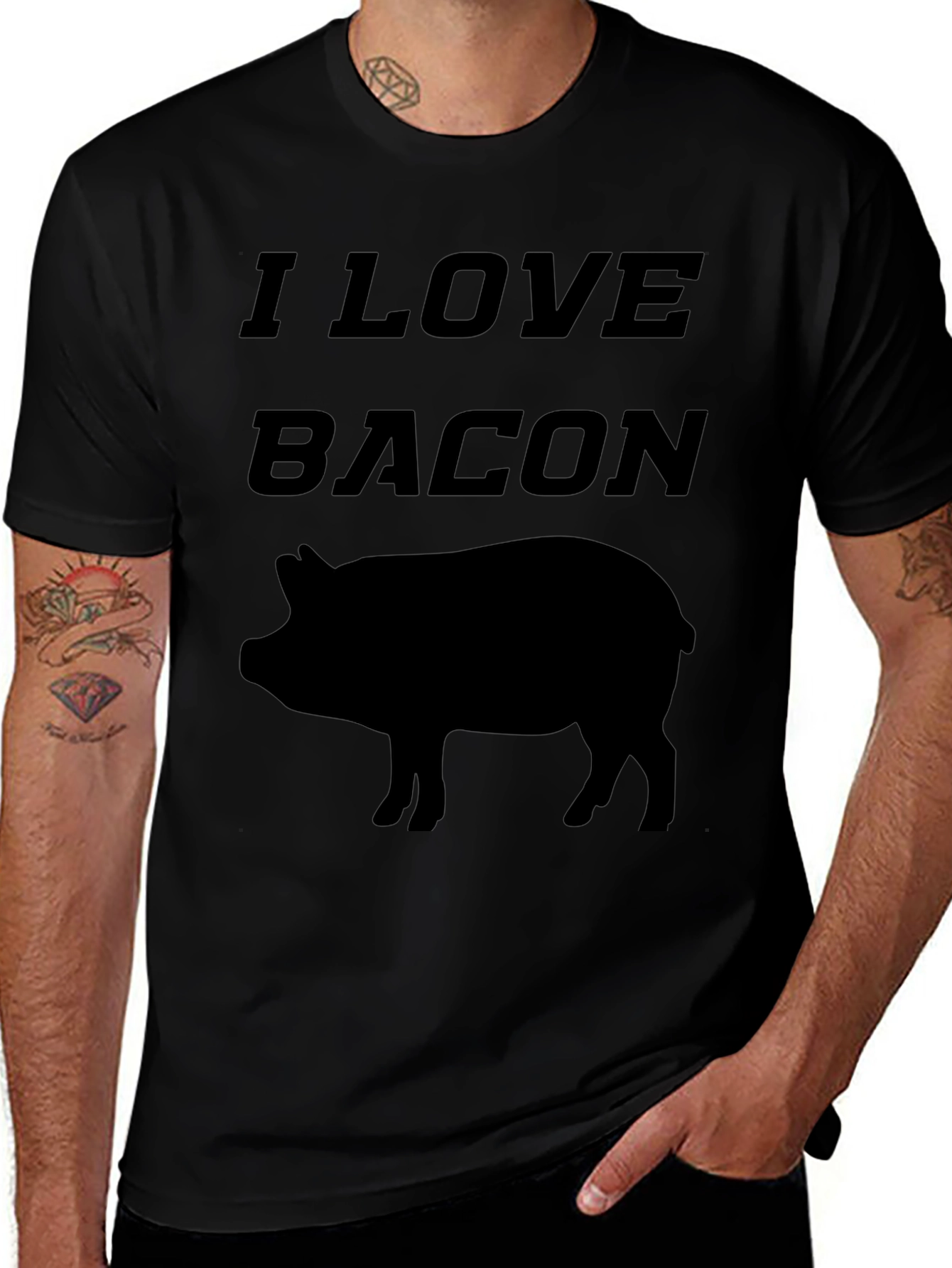I Love Bacon Pig Graphic T-Shirt