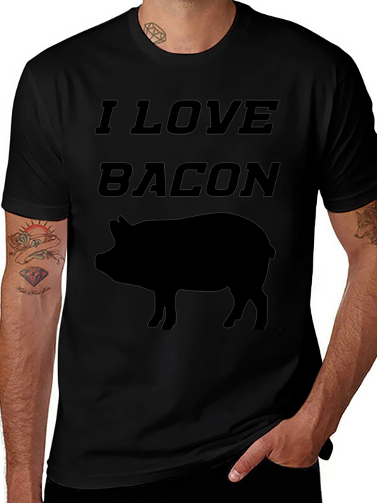 I Love Bacon Pig Graphic T-Shirt