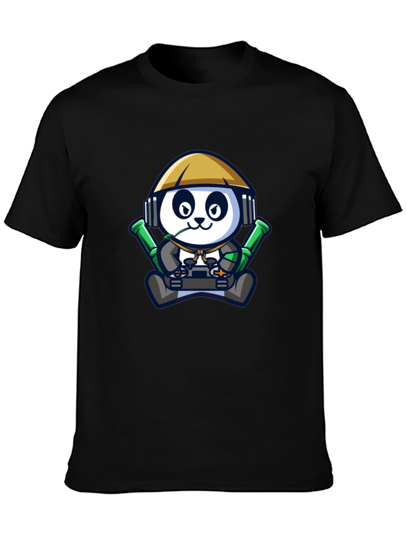 Cool Panda Gamer Black T-Shirt