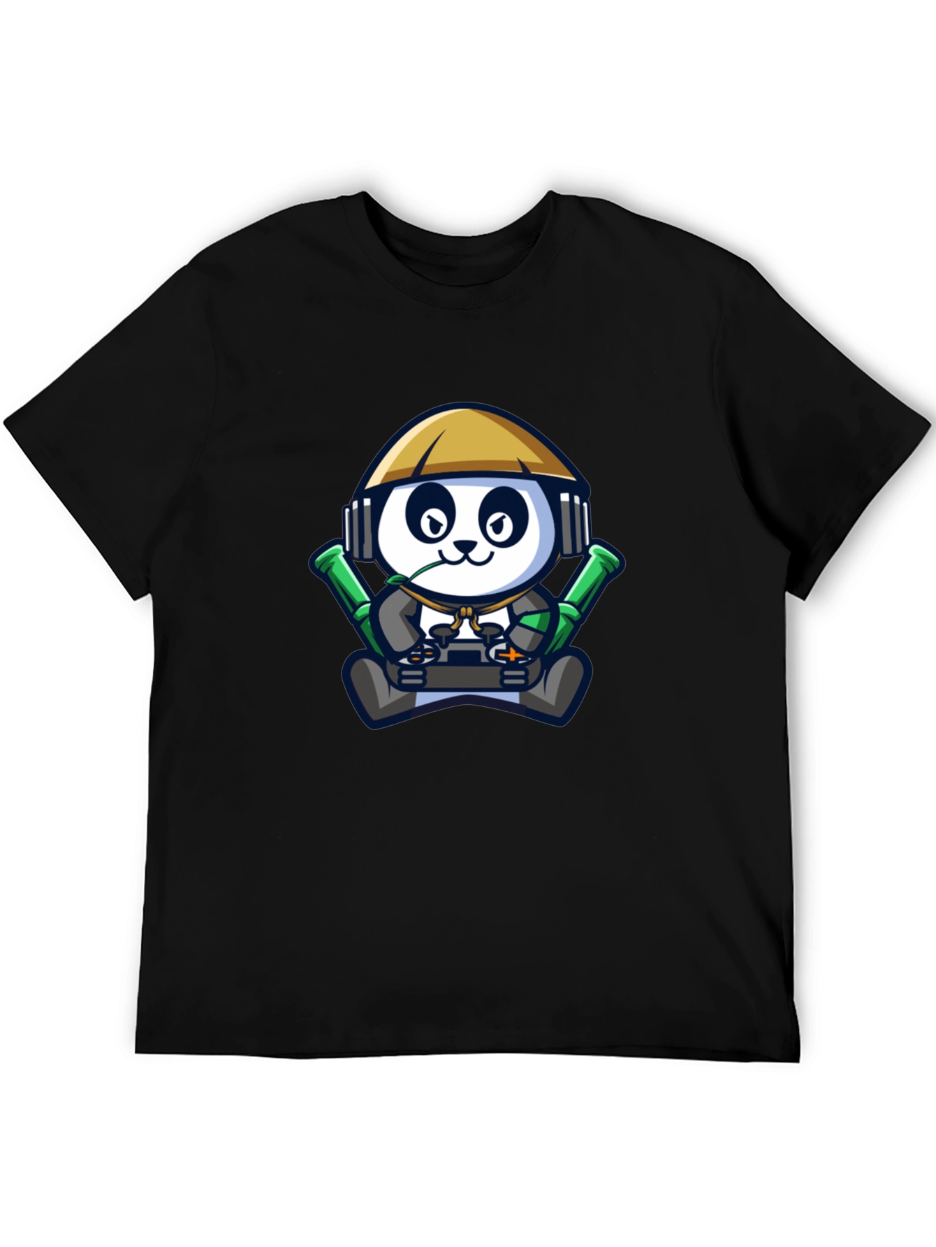 Cool Panda Gamer Black T-Shirt