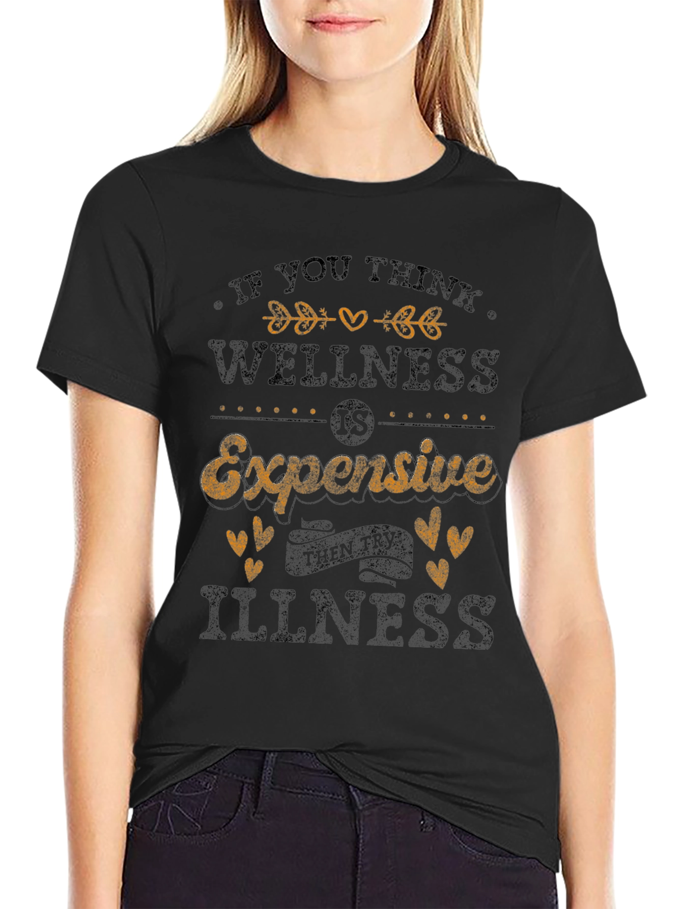 Wellness Expensive Quote Graphic Tee - Black