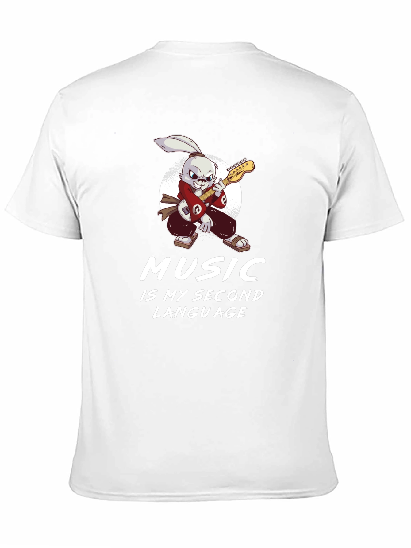 Music Is My Second Language T-Shirt Rabbit Guitarist