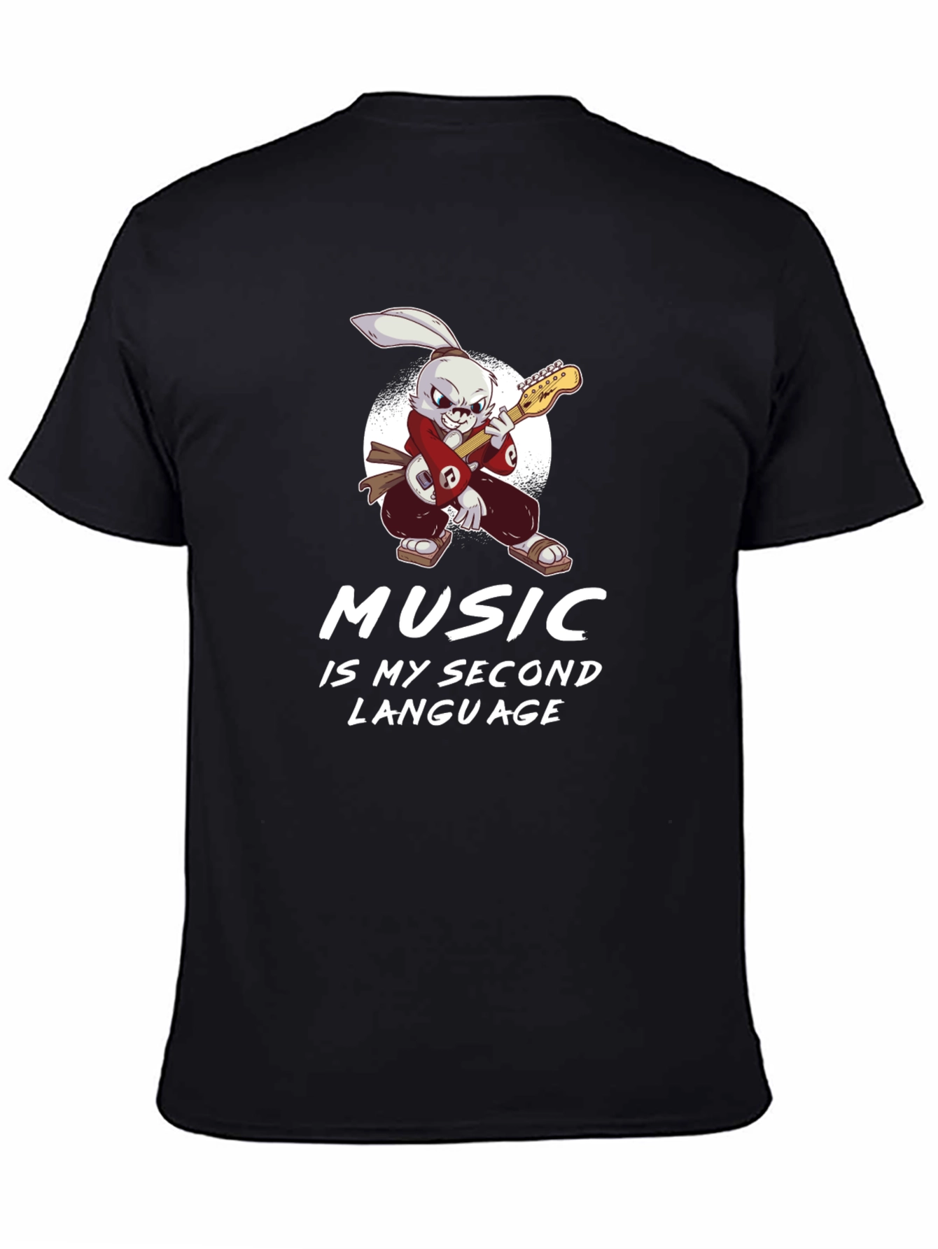 Music Is My Second Language T-Shirt Rabbit Guitarist