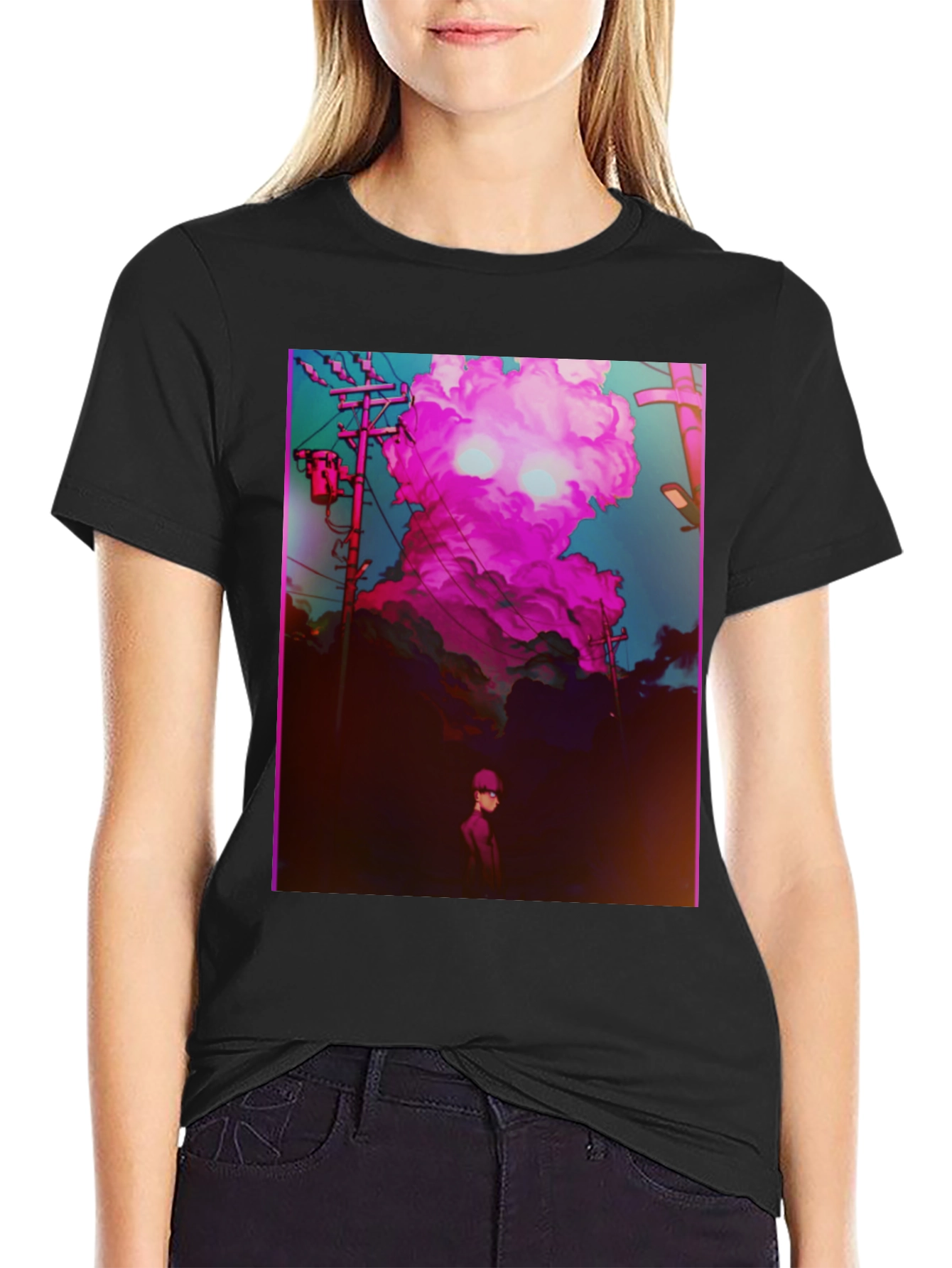 Anime Pink Cloud Graphic Tee