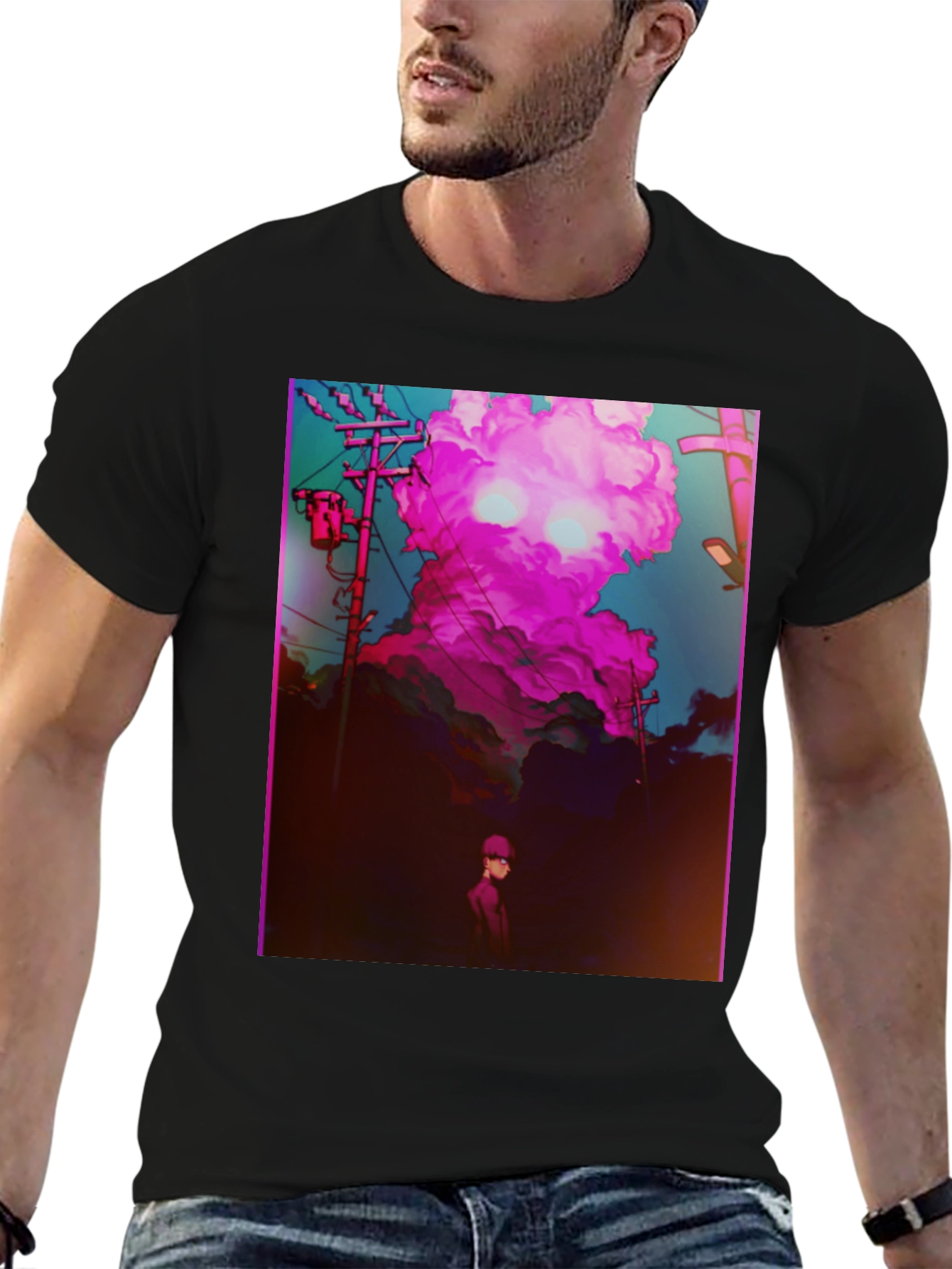 Anime Pink Cloud Graphic Tee
