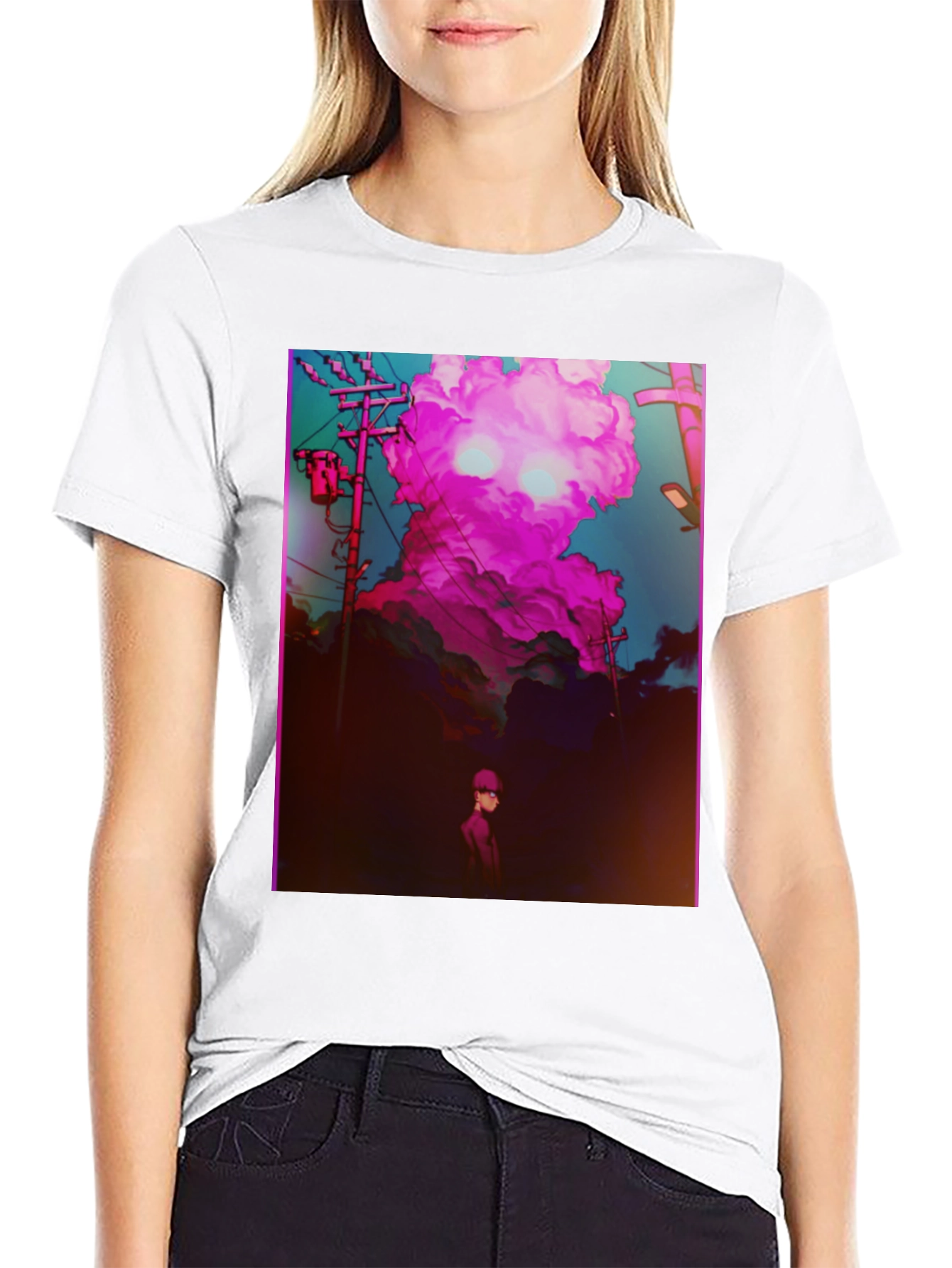 Anime Pink Cloud Graphic Tee