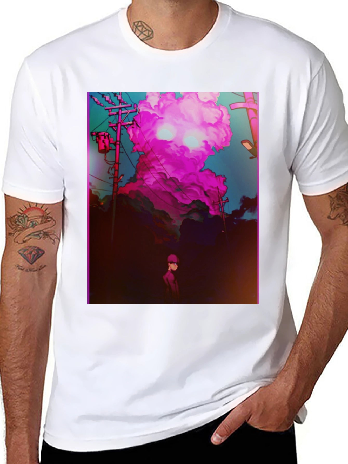 Anime Pink Cloud Graphic Tee