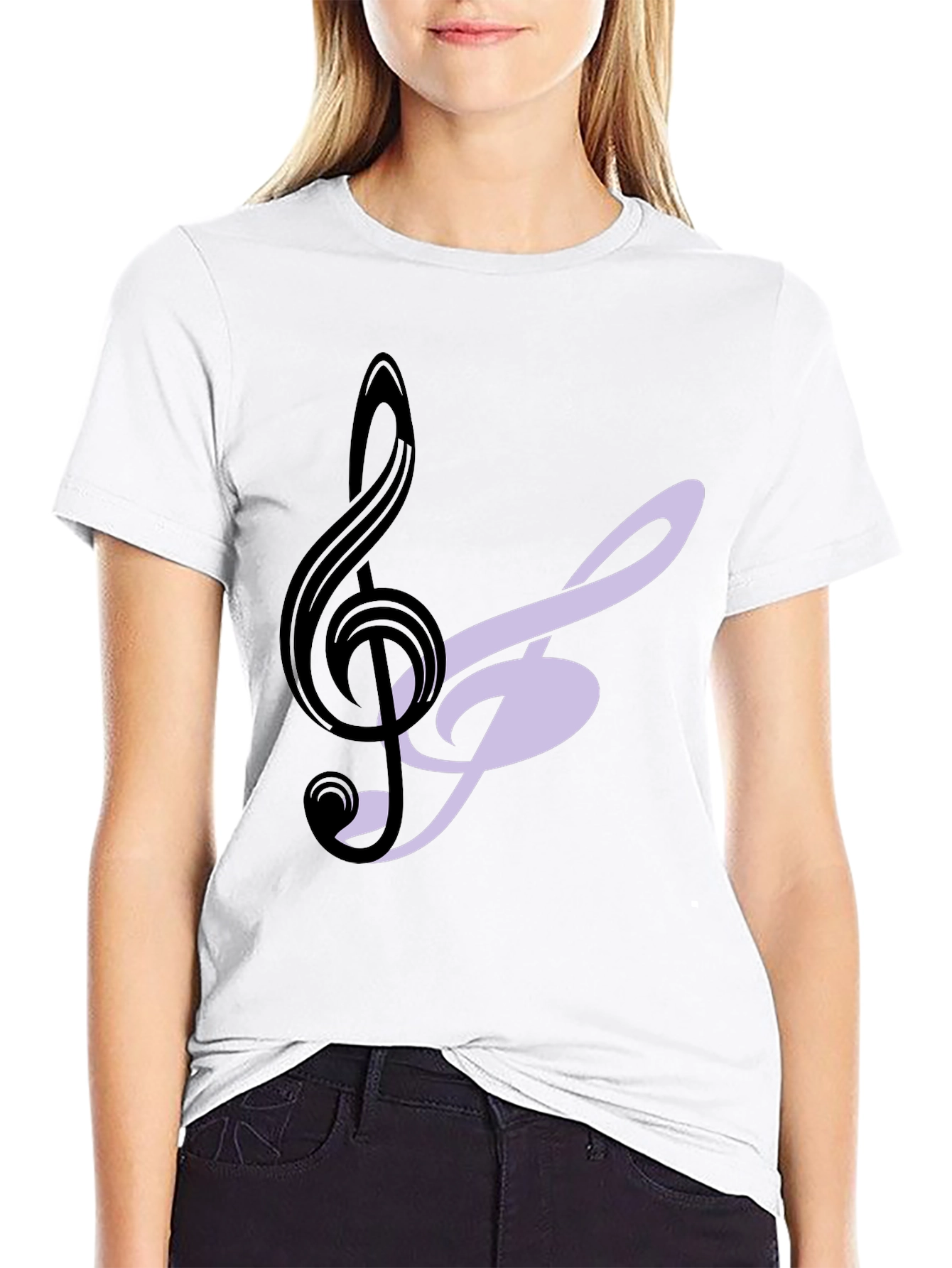 Musical Note Graphic Tee - Black Cotton T-Shirt