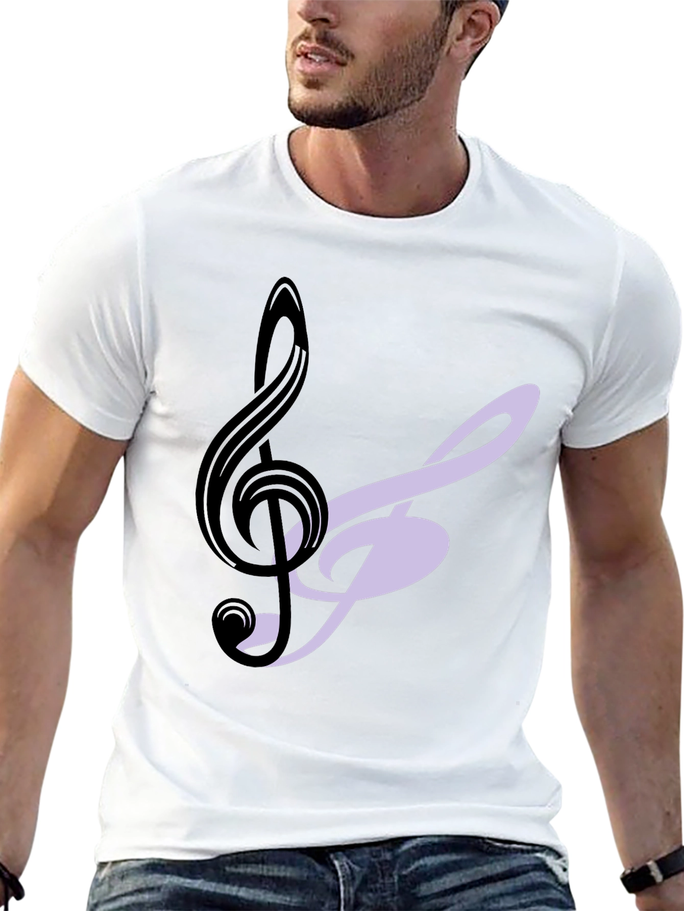 Musical Note Graphic Tee - Black Cotton T-Shirt