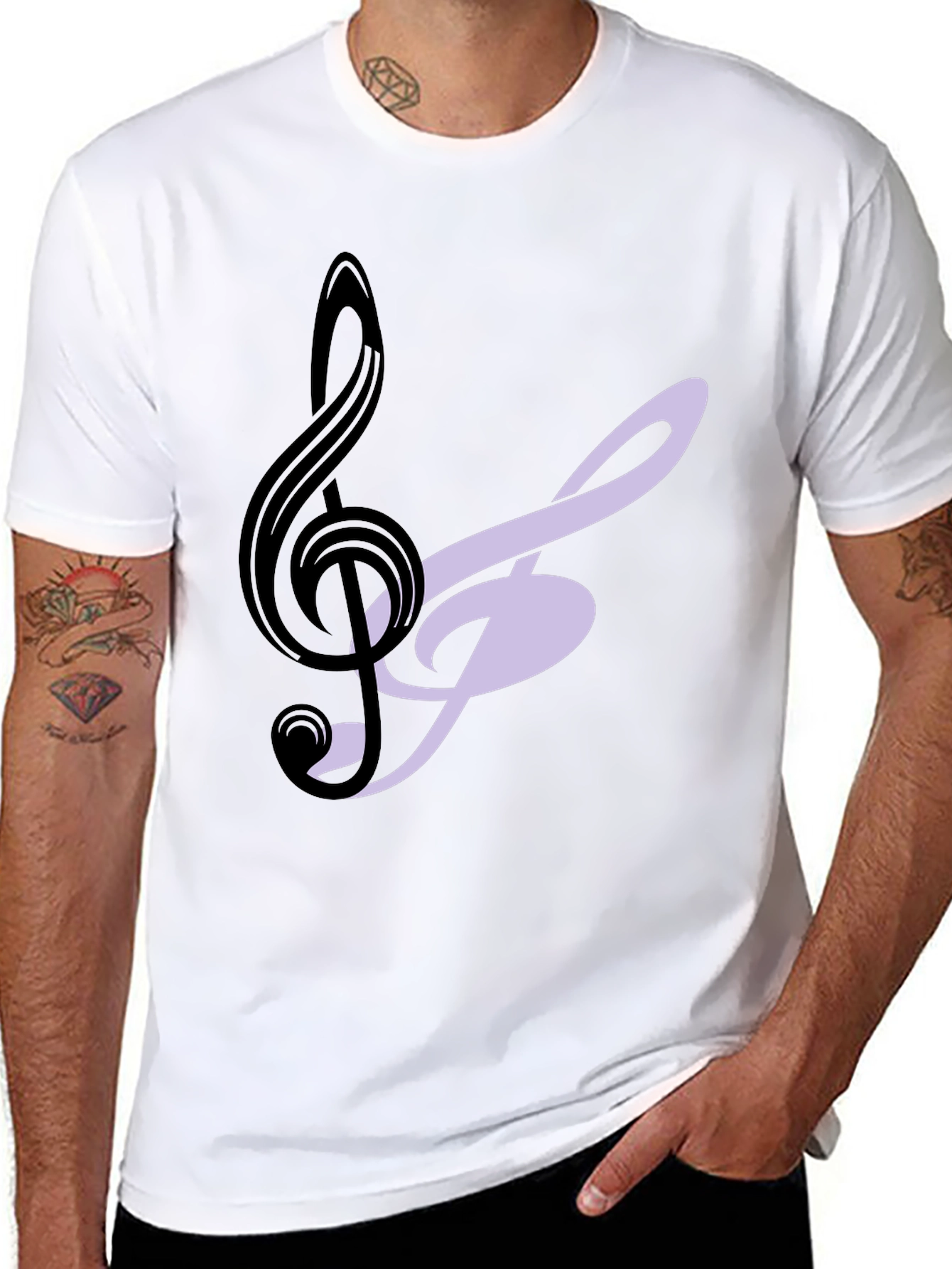 Musical Note Graphic Tee - Black Cotton T-Shirt