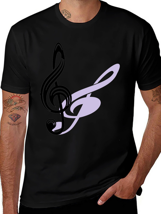 Musical Note Graphic Tee - Black Cotton T-Shirt