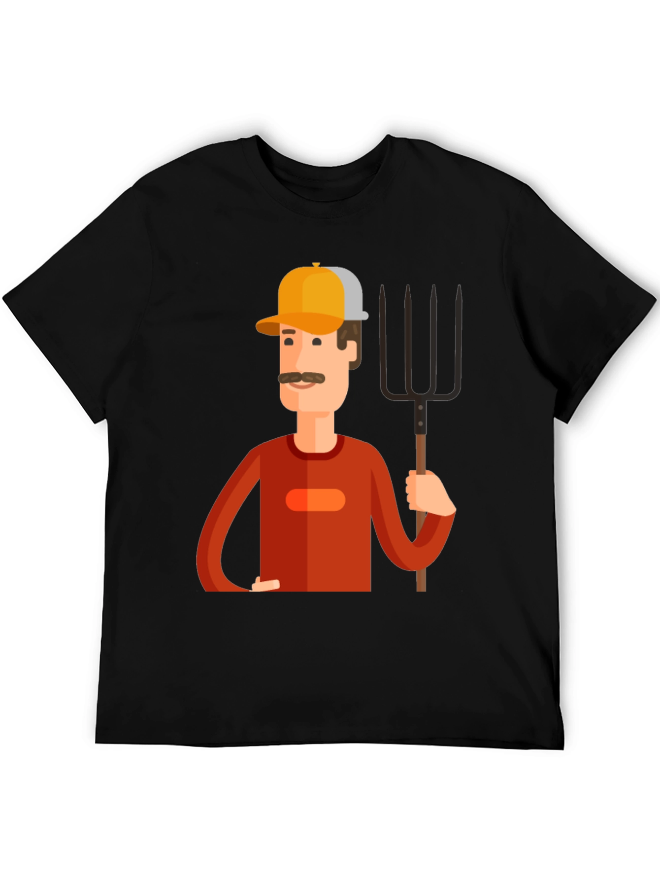 Cartoon Farmer Graphic Tee - Black