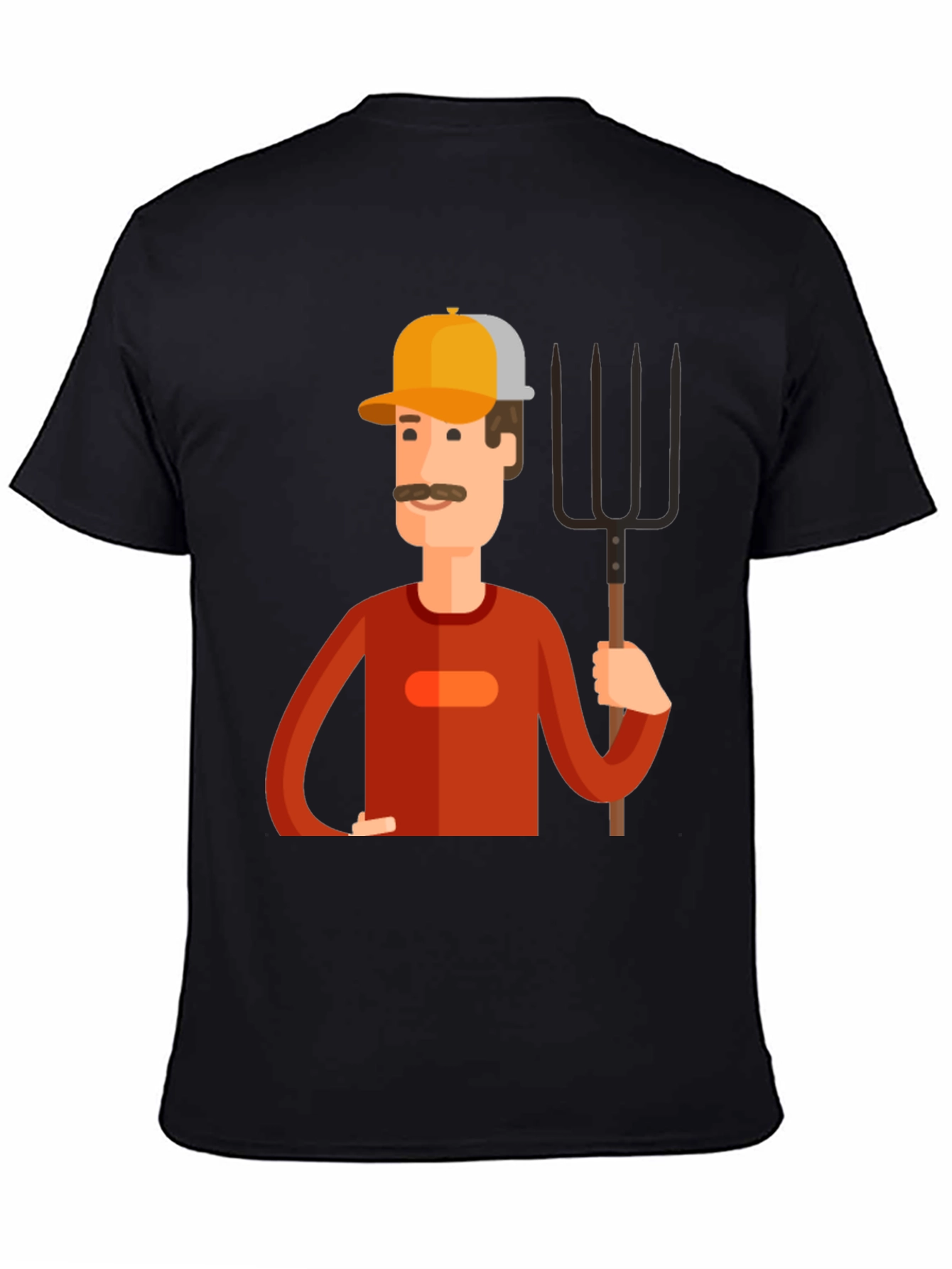 Cartoon Farmer Graphic Tee - Black