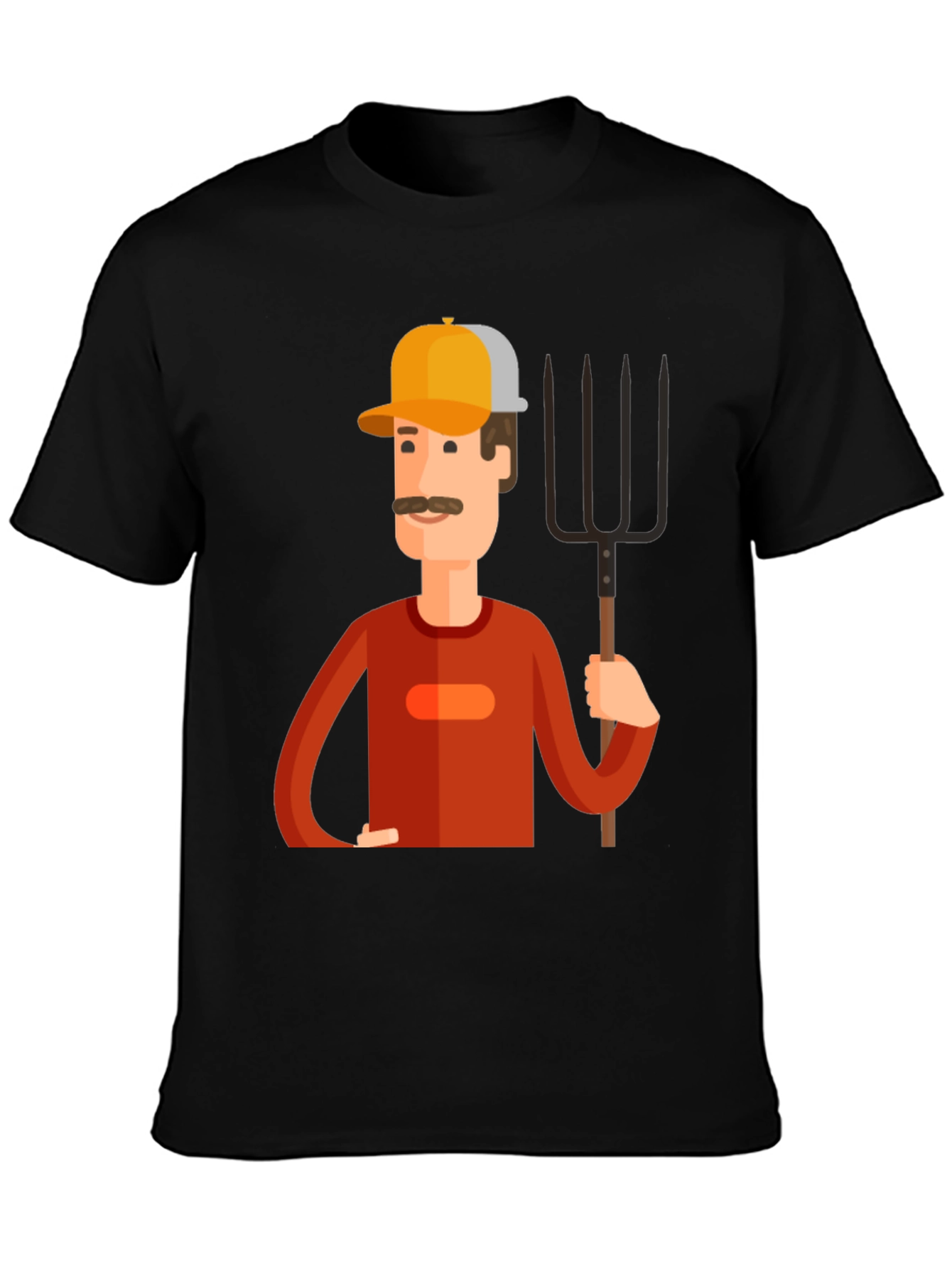 Cartoon Farmer Graphic Tee - Black