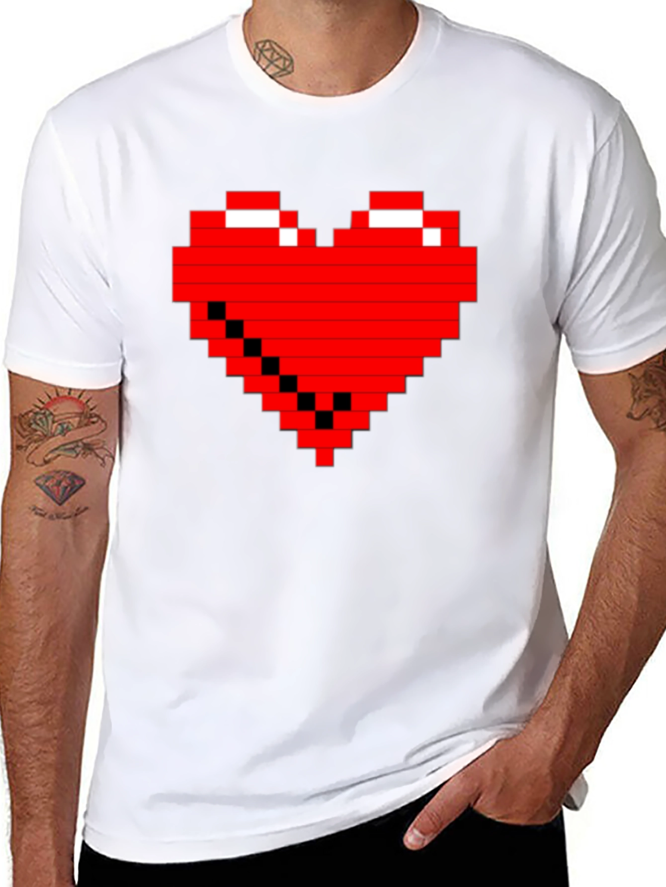 Pixel Heart Graphic Tee - Gamer Style Shirt
