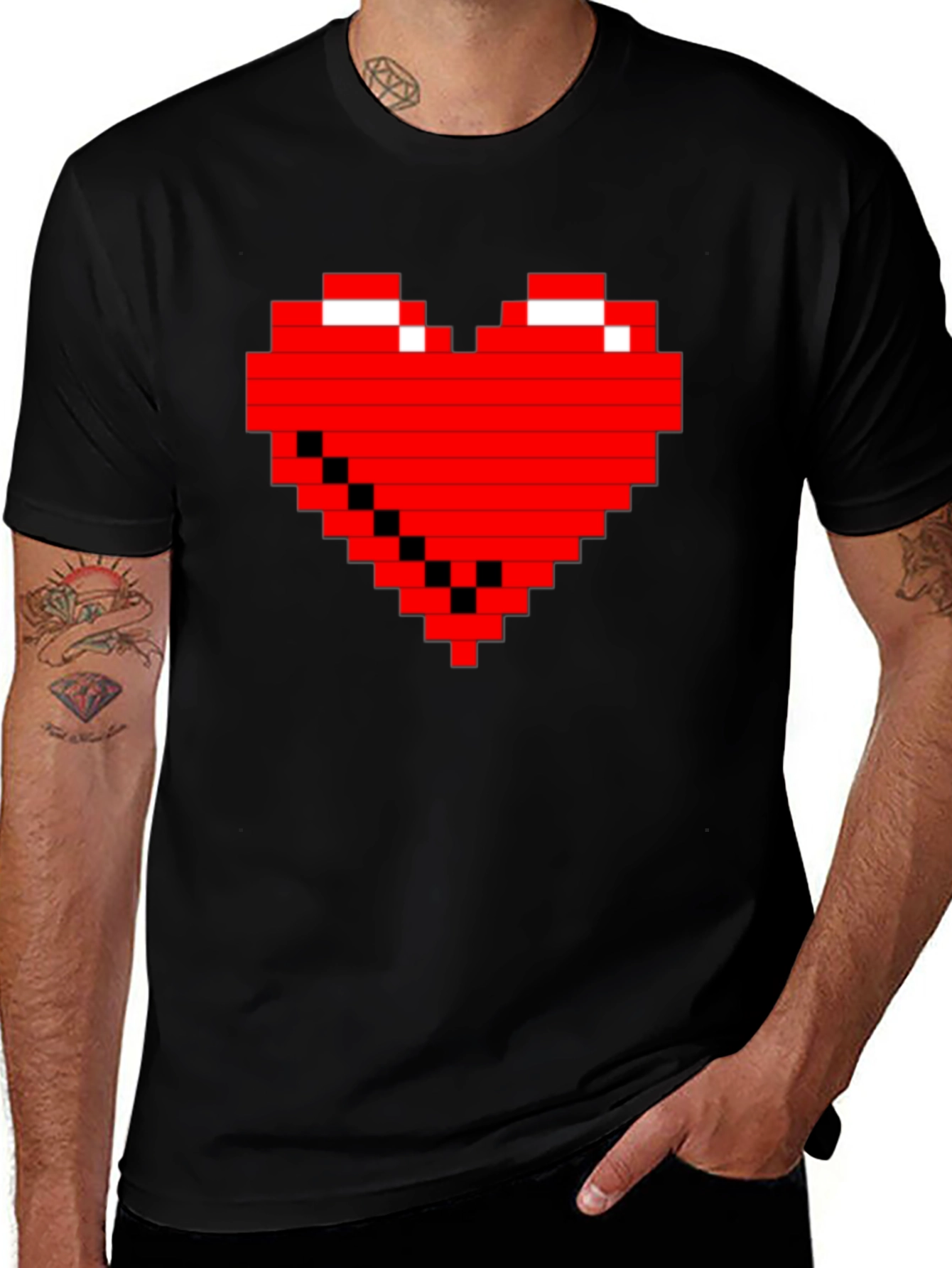Pixel Heart Graphic Tee - Gamer Style Shirt