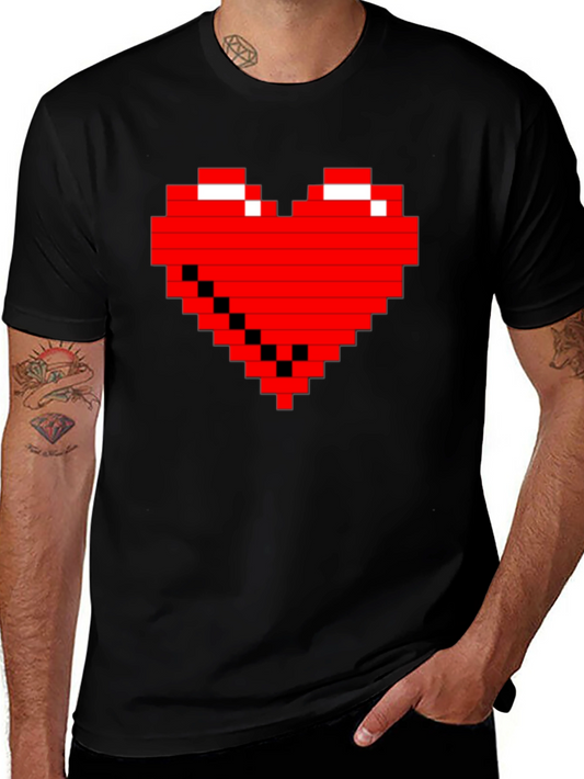 Pixel Heart Graphic Tee - Gamer Style Shirt