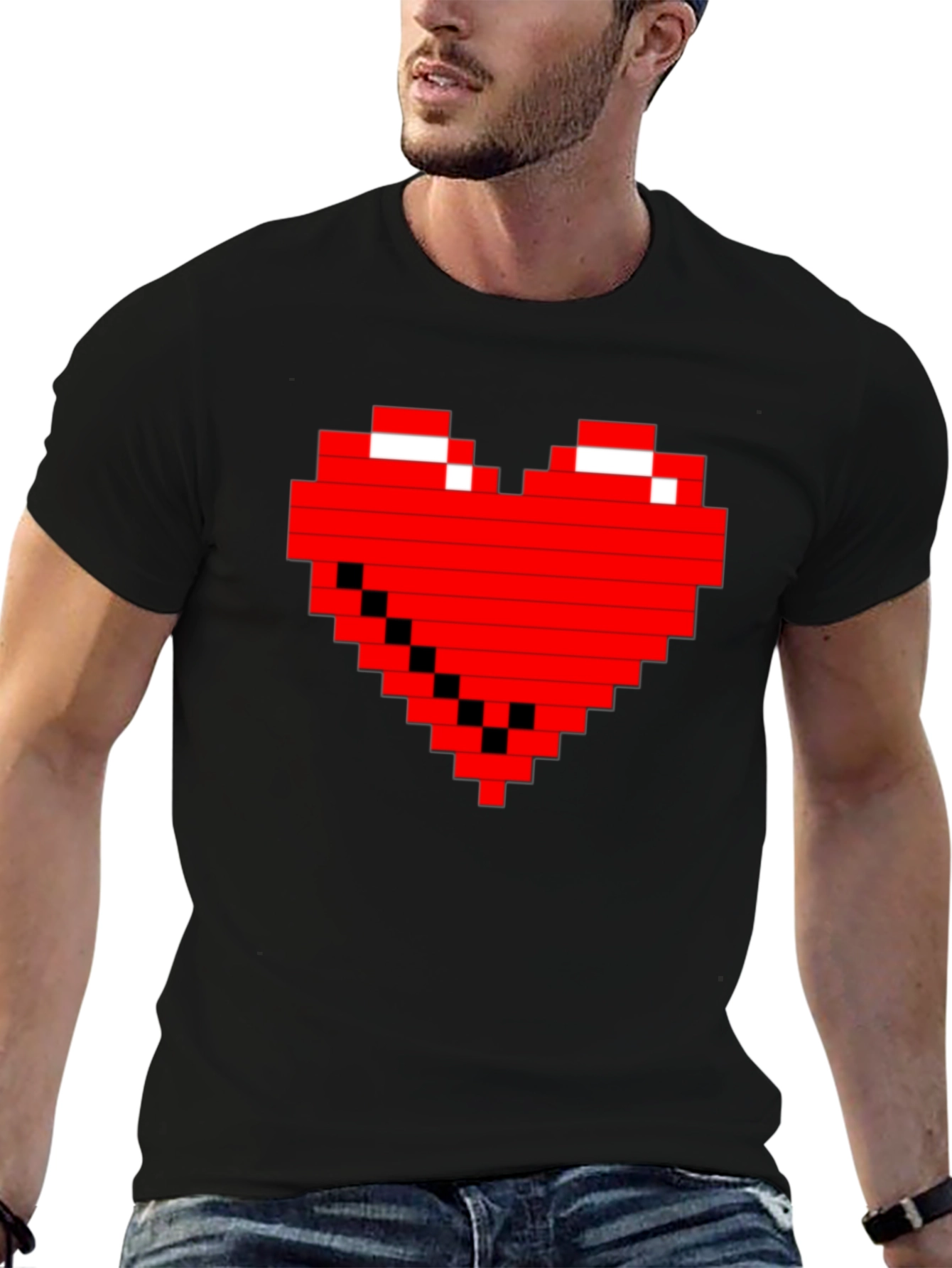 Pixel Heart Graphic Tee - Gamer Style Shirt