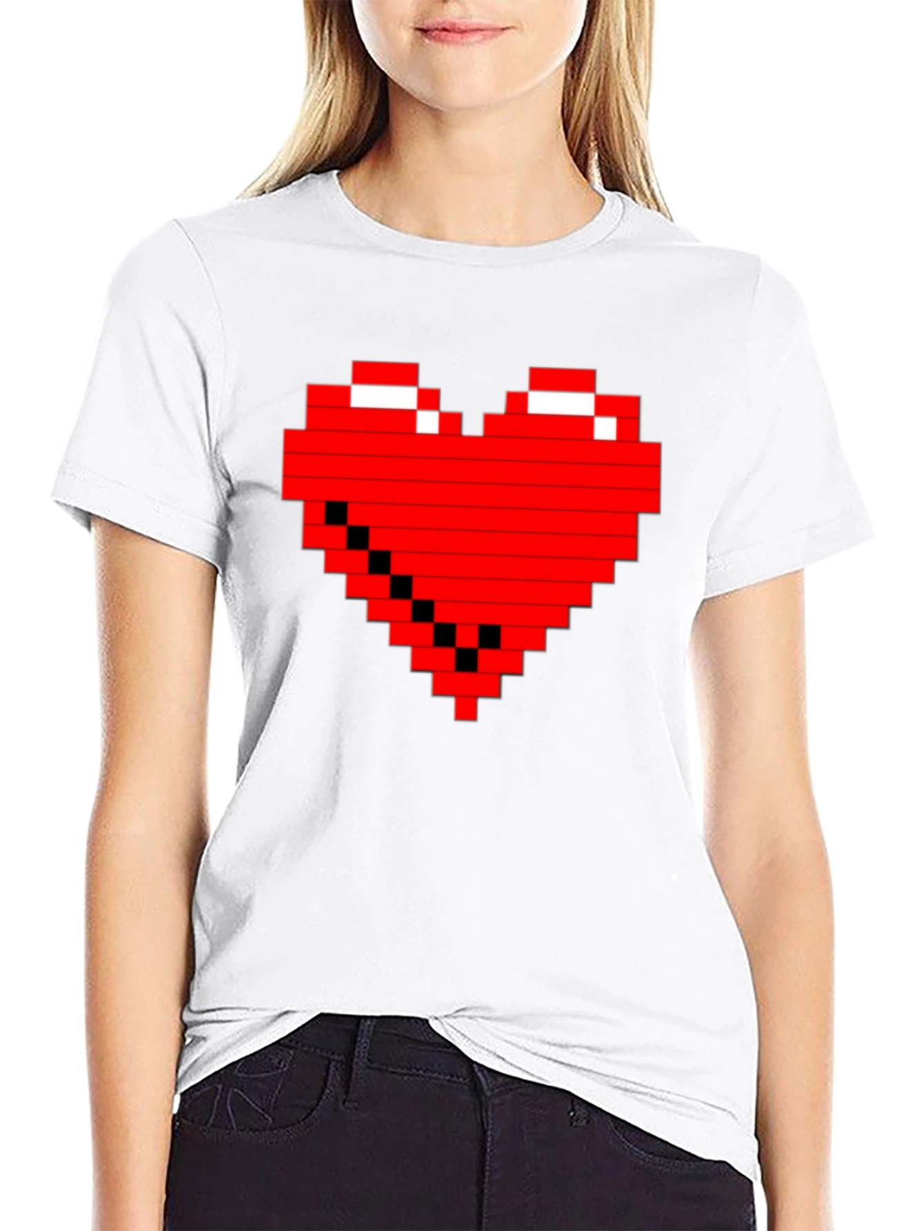 Pixel Heart Graphic Tee - Gamer Style Shirt