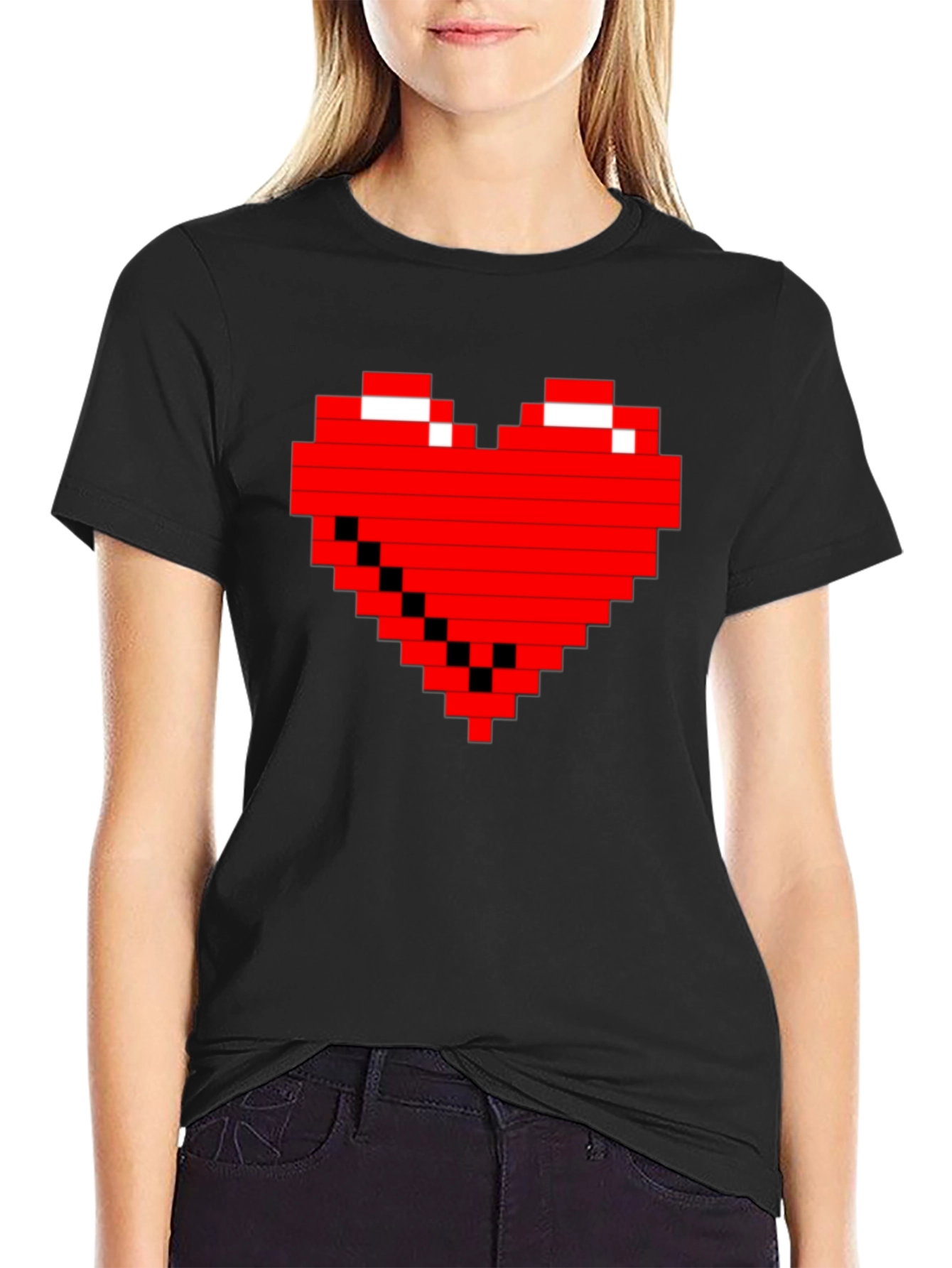 Pixel Heart Graphic Tee - Gamer Style Shirt