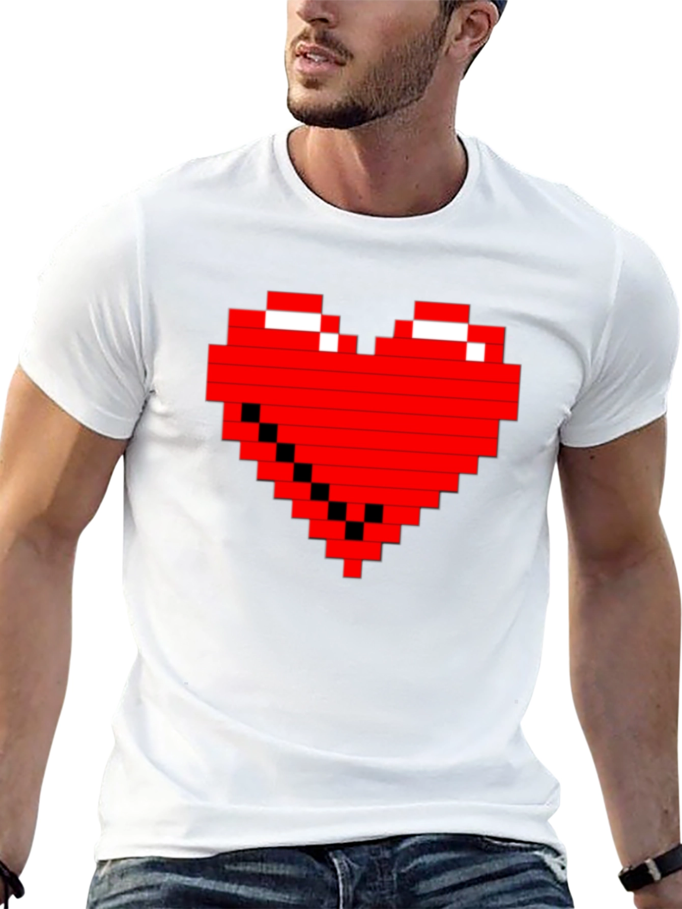 Pixel Heart Graphic Tee - Gamer Style Shirt
