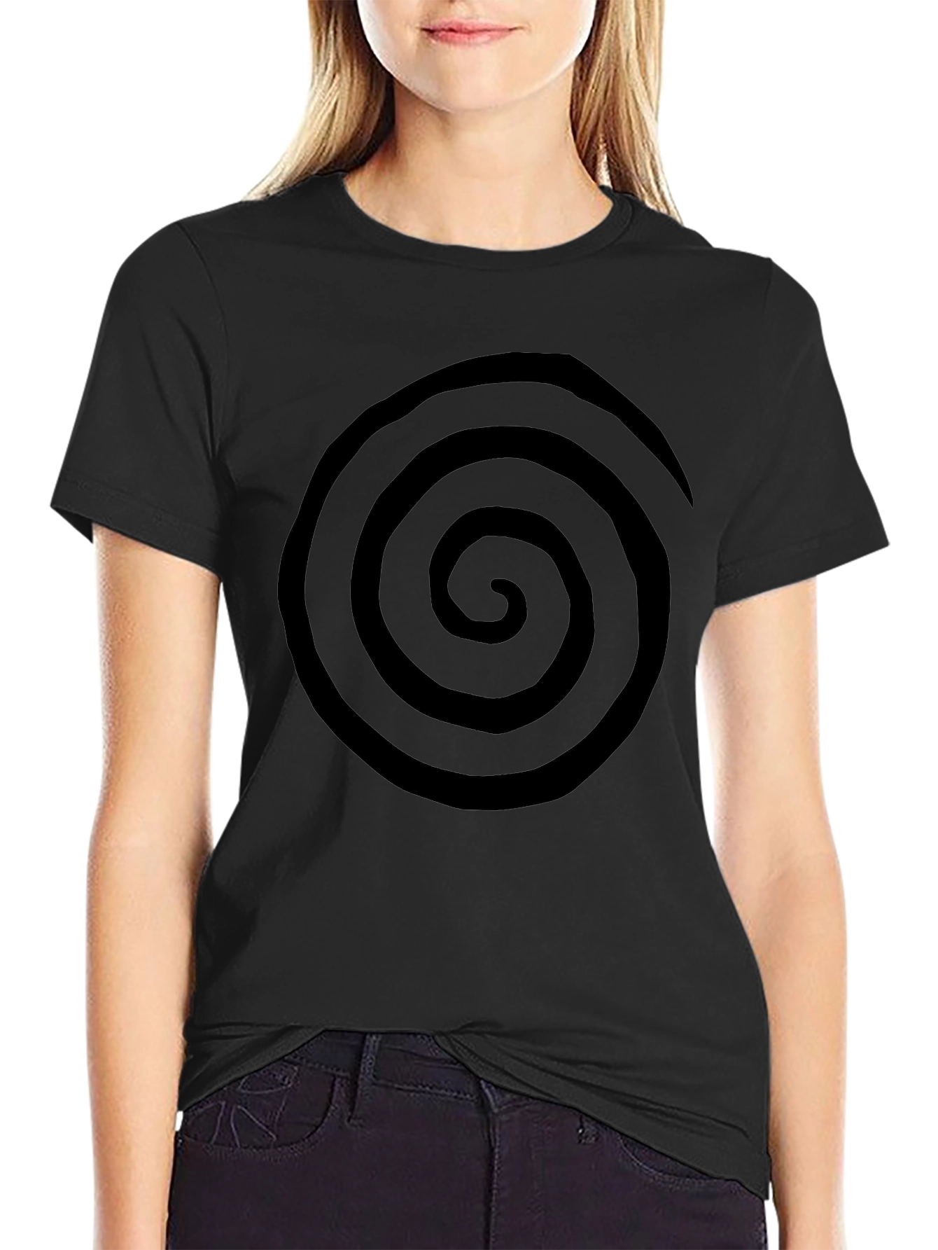 Spiral Graphic Tee - Casual Black T-Shirt