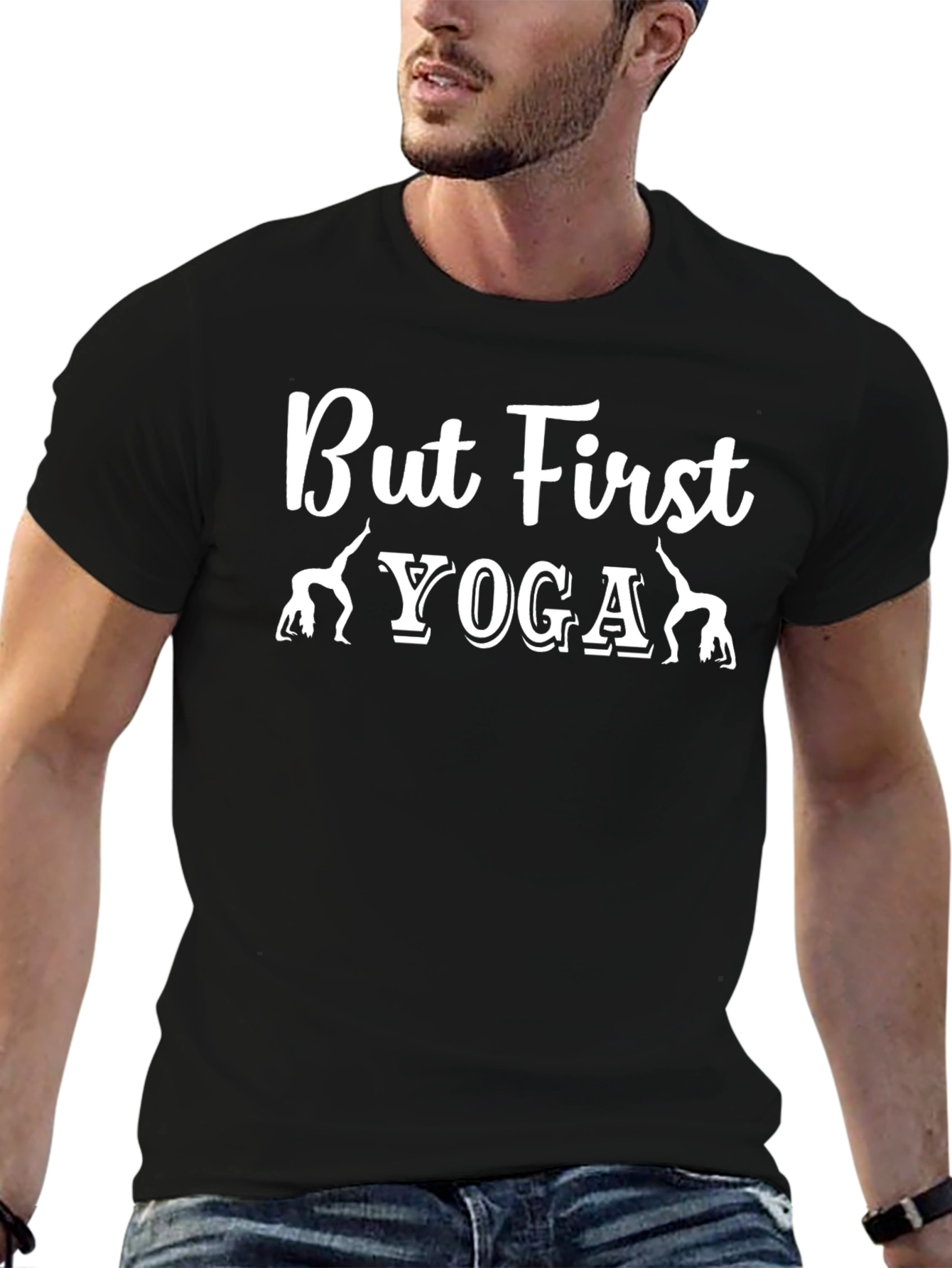 But First Yoga Black Graphic T-Shirt