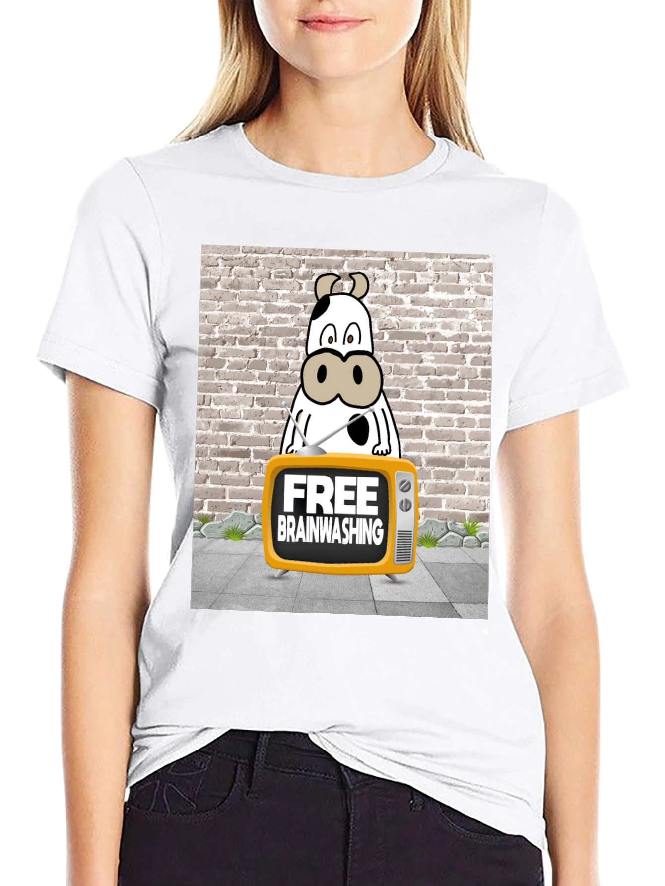 Brainwashing Cow T-Shirt: Funny Graphic Tee for Men